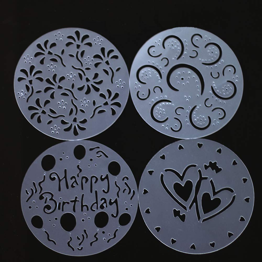 4-Pack Floral Cake Decorating Stencils - Reusable Plastic Baking Molds for Wedding Cakes, Fondant, Cupcakes & Desserts - DIY Cake Decorating Tools for Birthday Parties & Special Occasions