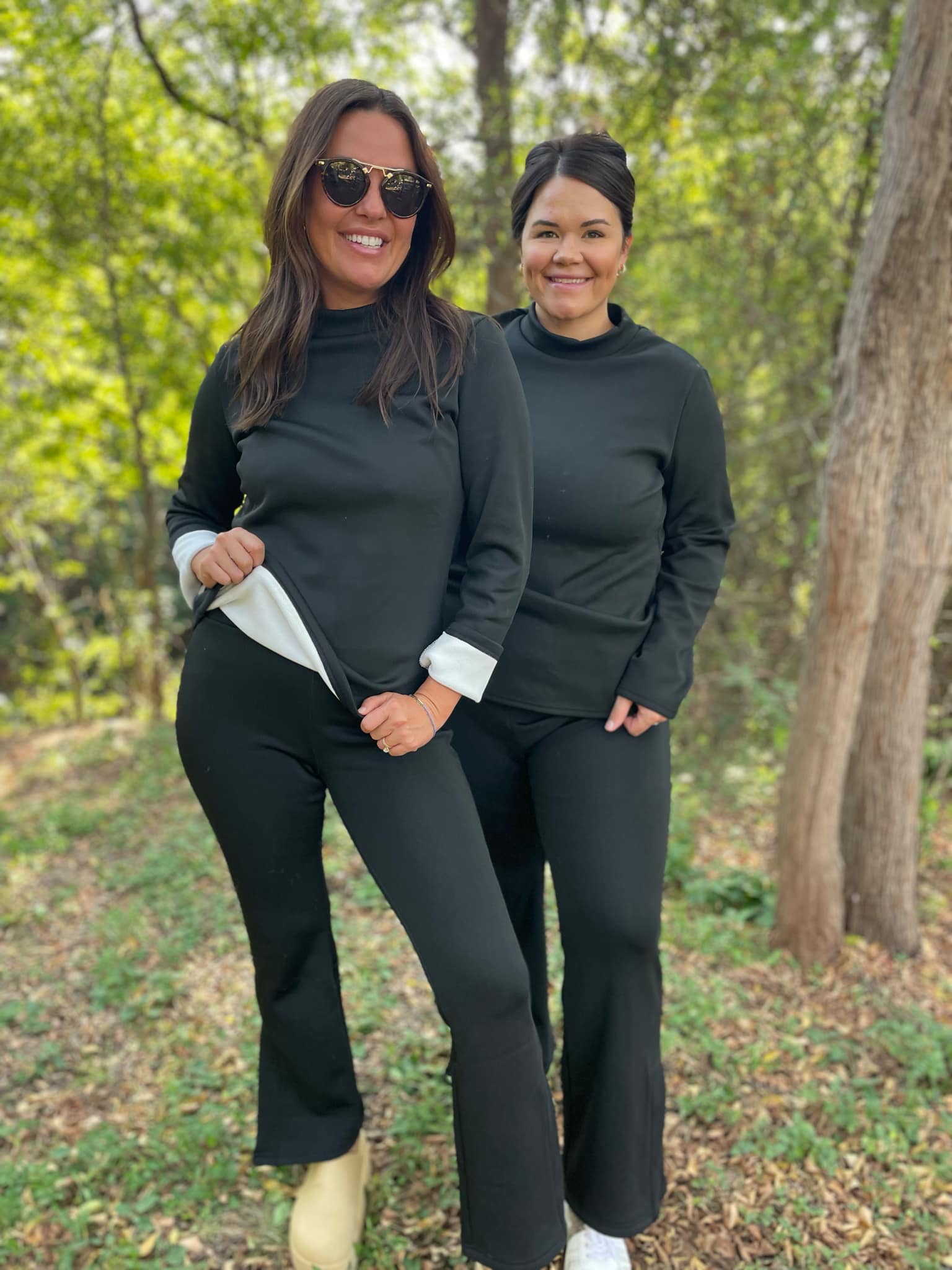 PREORDER: Soft Fleece Lined Black Top for Women - Cozy Winter Layering & Casual Outfits