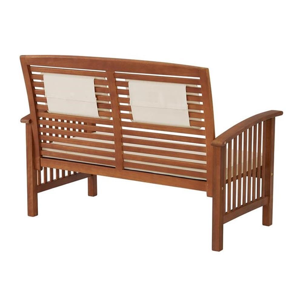Lyndon Eucalyptus Wood Outdoor 2-Piece Patio Set - Weather-Resistant 2-Seat Bench with Cushions & Cocktail Table - Durable Garden Furniture for Deck, Backyard or Poolside Relaxation