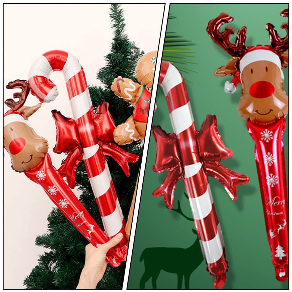 20pcs Inflatable Candy Cane Balloons - Christmas Decorations for Home, Party & Holiday Decor - Durable Aluminum Film Thunder Stick Balloons - Perfect for Xmas Tree Decor, Gift Wrapping & Festive Celebrations