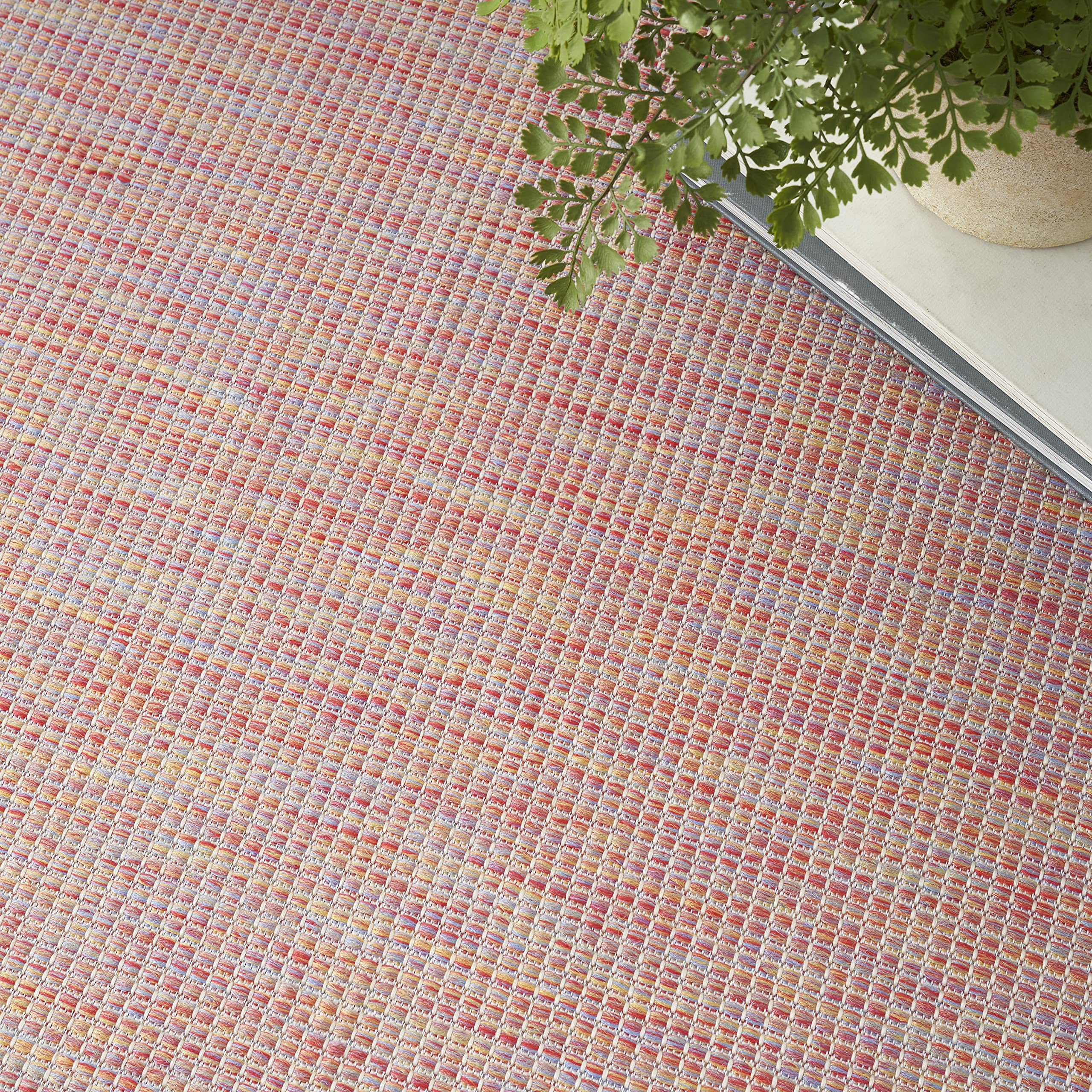 Nourison Positano 6' x 9' Indoor/Outdoor Area Rug - Rainbow Design, Easy to Clean, Non-Shedding for Living Room, Bedroom, Dining Room, Deck, Patio & Backyard | Durable & Weather Resistant for High Traffic Areas