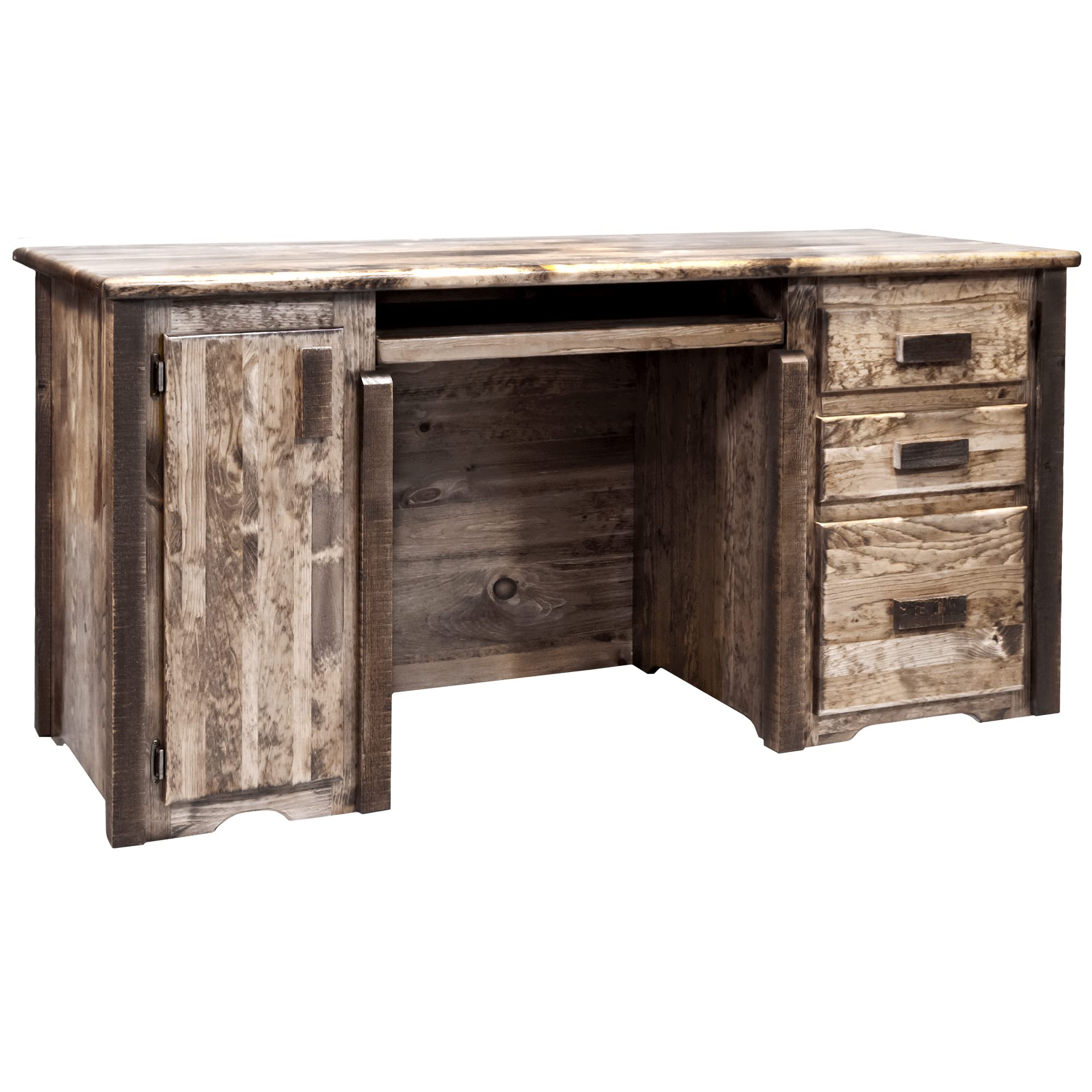 Montana Woodworks Clear Homestead Collection Computer Desk - Solid Wood Office Desk with Stain & Lacquer Finish for Home Office, Study Room & Workspace