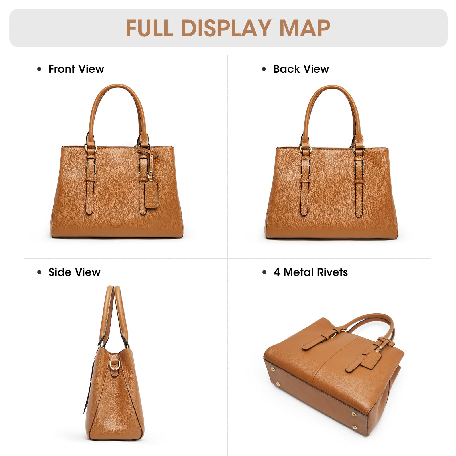 Kattee Genuine Leather Purses for Women - Soft Shoulder Bags, Top Handle Crossbody Satchel Tote - Perfect for Work, Travel & Everyday Use