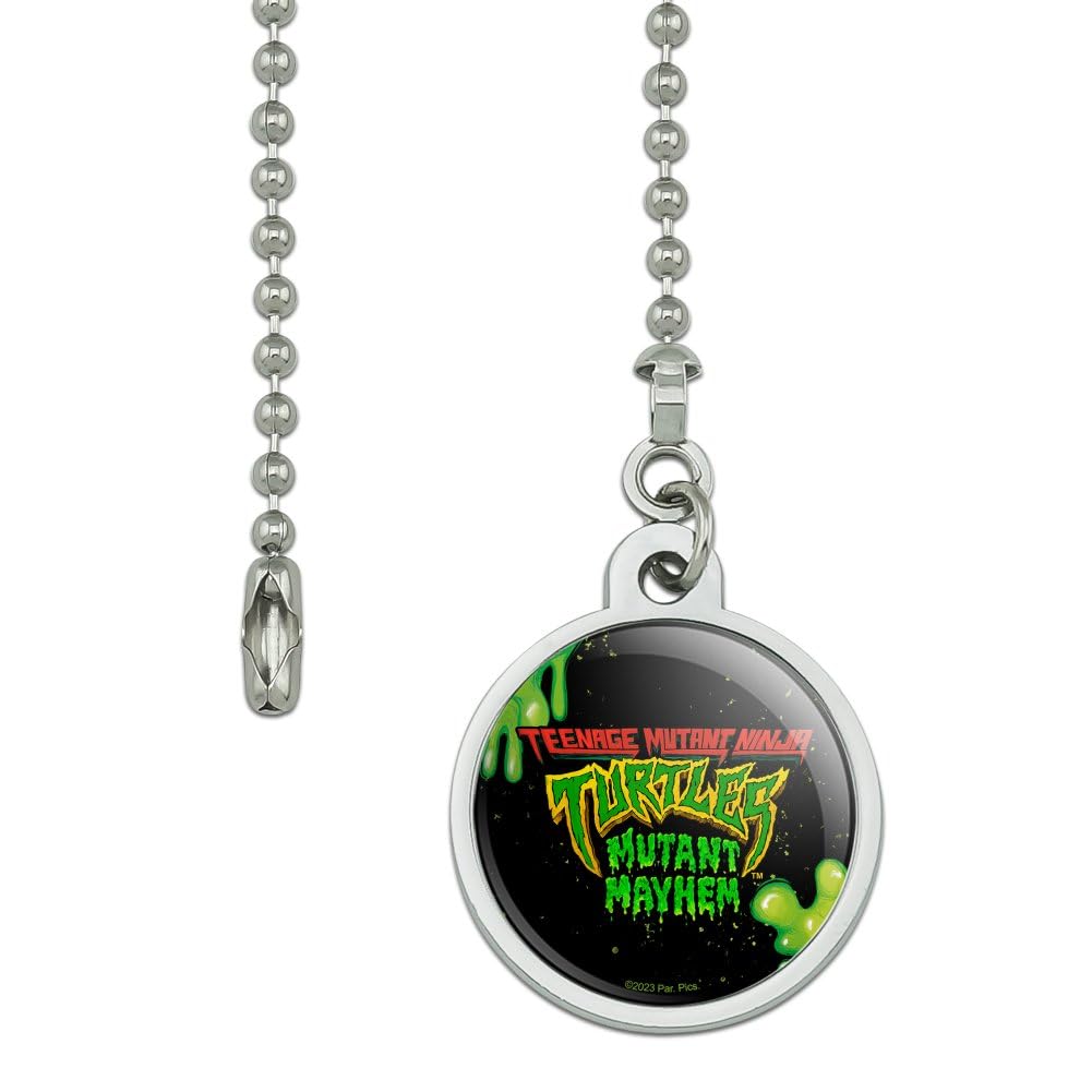 TMNT Mutant Mayhem Logo Ceiling Fan Pull Chain - Teenage Mutant Ninja Turtles Themed Light Switch Accessory for Kids Room Decor & Fan Control