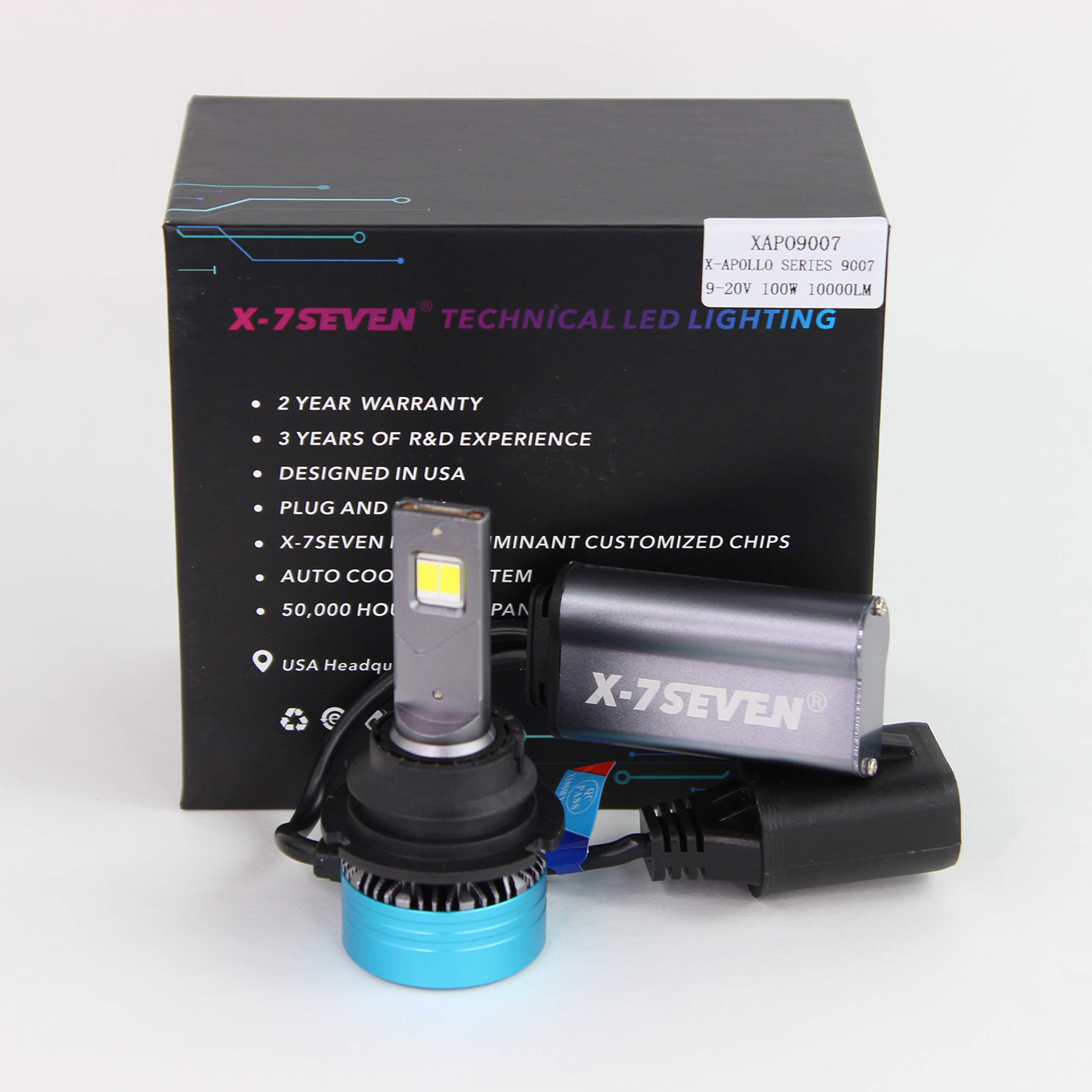 X-Apollo Series 9007 Customized CSP Chips 120W 12000LM LED Headlight Bulbs - High Brightness for Night Driving, Fog Lights, Off-Road Vehicles & Truck Headlamps