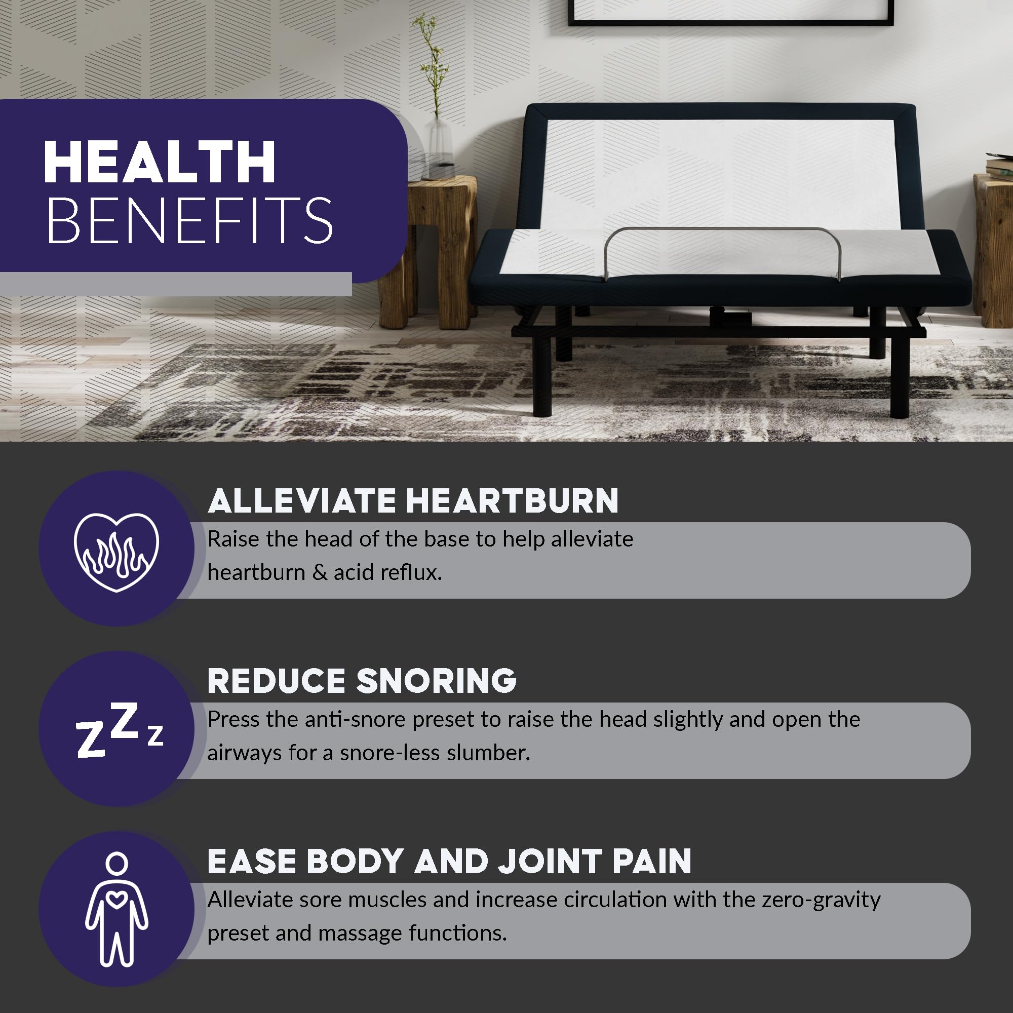Blissful Nights E4 Queen Adjustable Bed Base Frame with Massage, Anti-Snore & Zero Gravity - Dual USB Charging, Under Bed Nightlight, Wireless Remote - Easy No-Tool Assembly for Ultimate Comfort & Relaxation | Perfect for Home, Office, Guest Room & Senior Care
