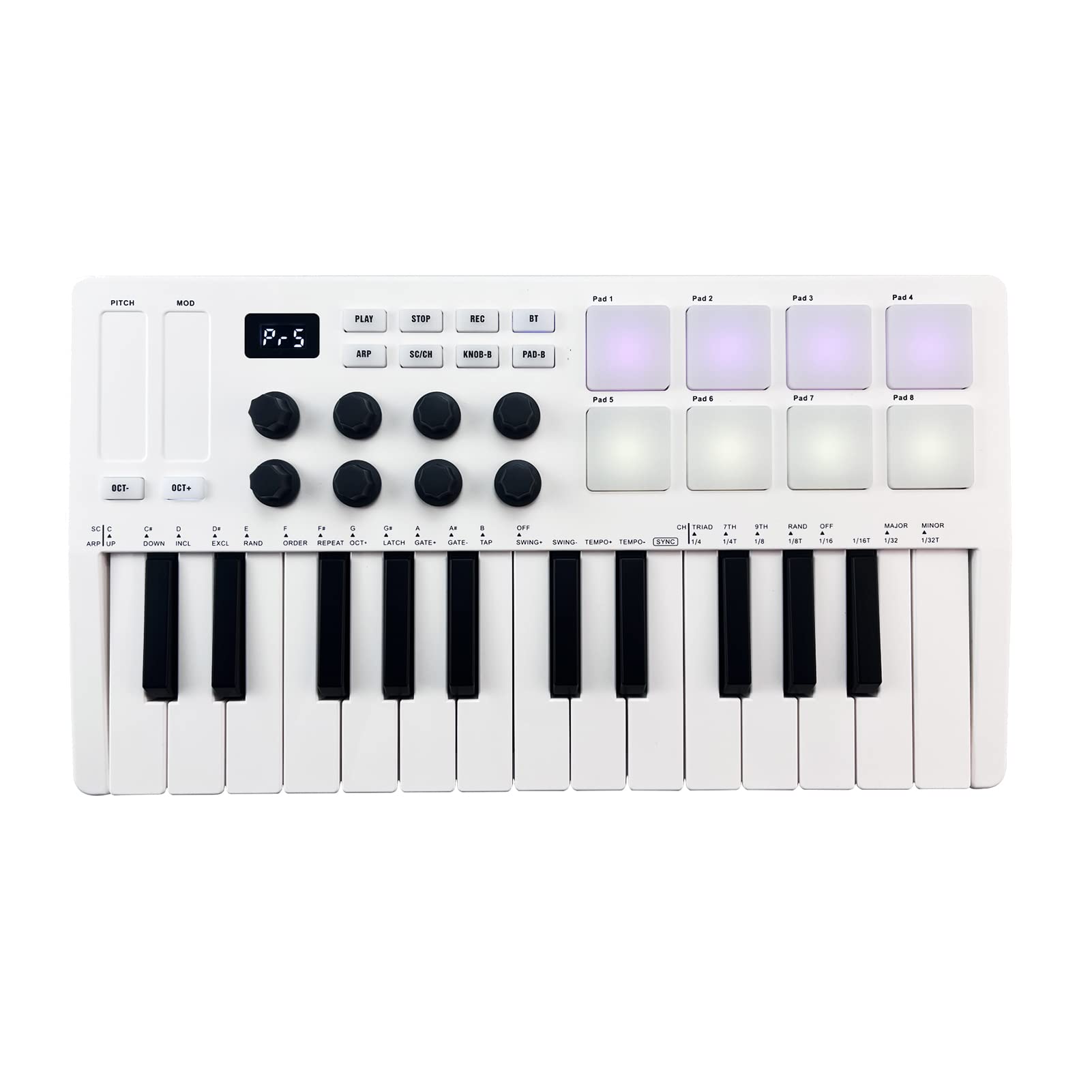 25-Key MIDI Controller Keyboard - Portable USB MIDI Keyboard with Velocity Sensitive Keys, 8 RGB Backlit Pads & 8 Knobs for Music Production, DJing & Home Studio Recording