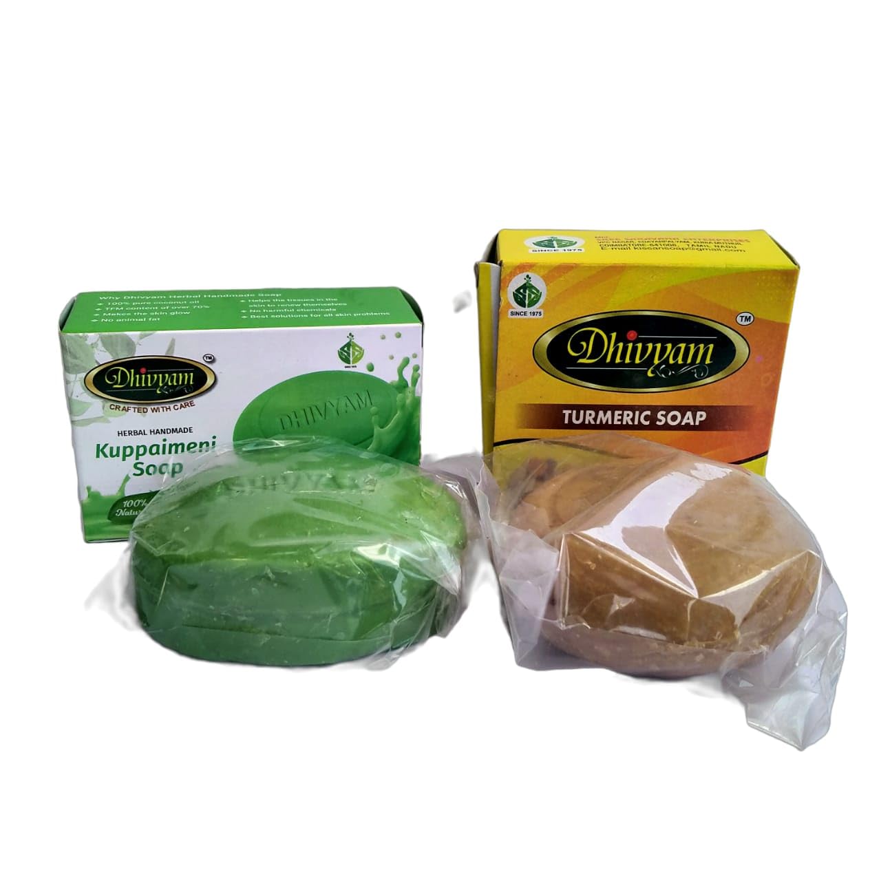 Organic Natural Handmade Kuppaimeni & Turmeric Soap Combo Pack - 100g Each for Bright & Clear Skin - Perfect for Daily Skincare, Acne Treatment & Glowing Complexion