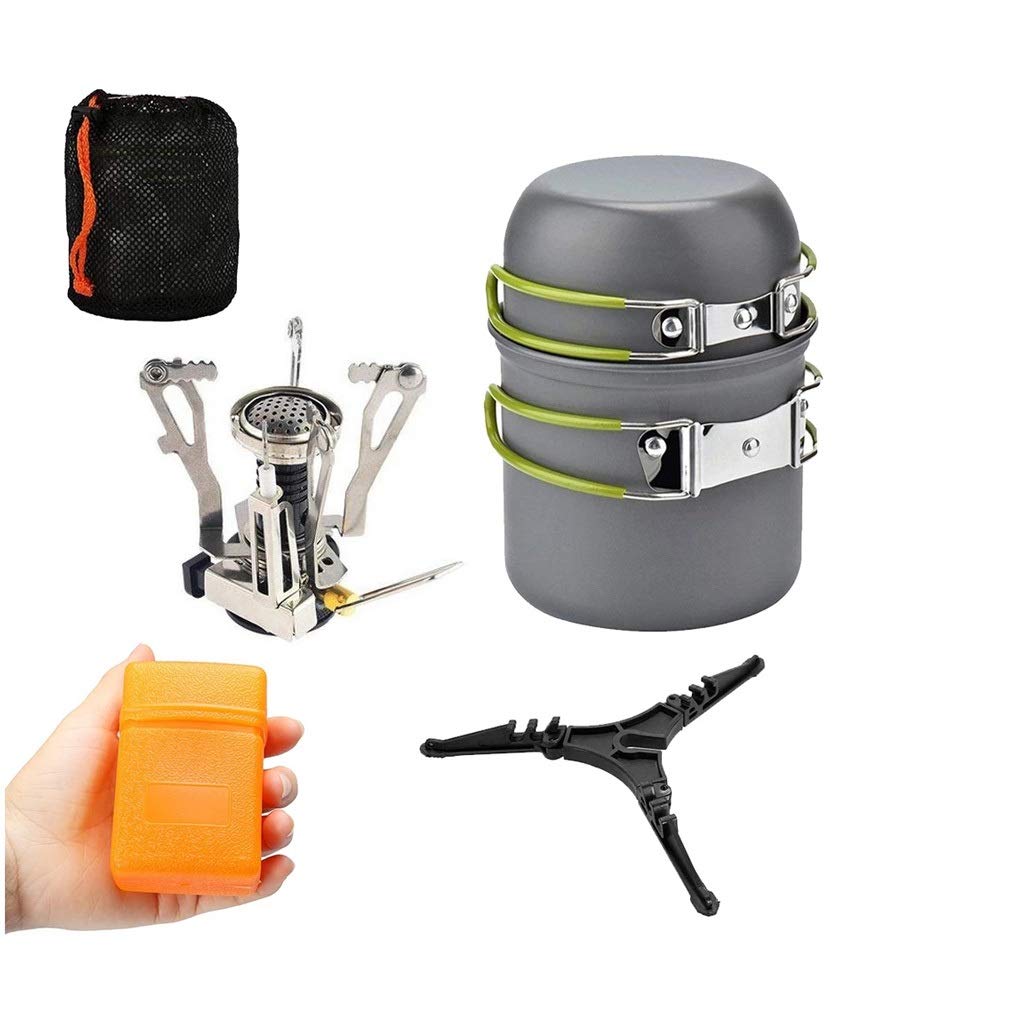 3000W Portable Camping Cookware Set with Stove, Pots, Pans & Tank Bracket - Lightweight Outdoor Cooking Kit for Camping, Hiking, Backpacking & Picnics | Perfect for RV Trips, Tailgating & Emergency Preparedness