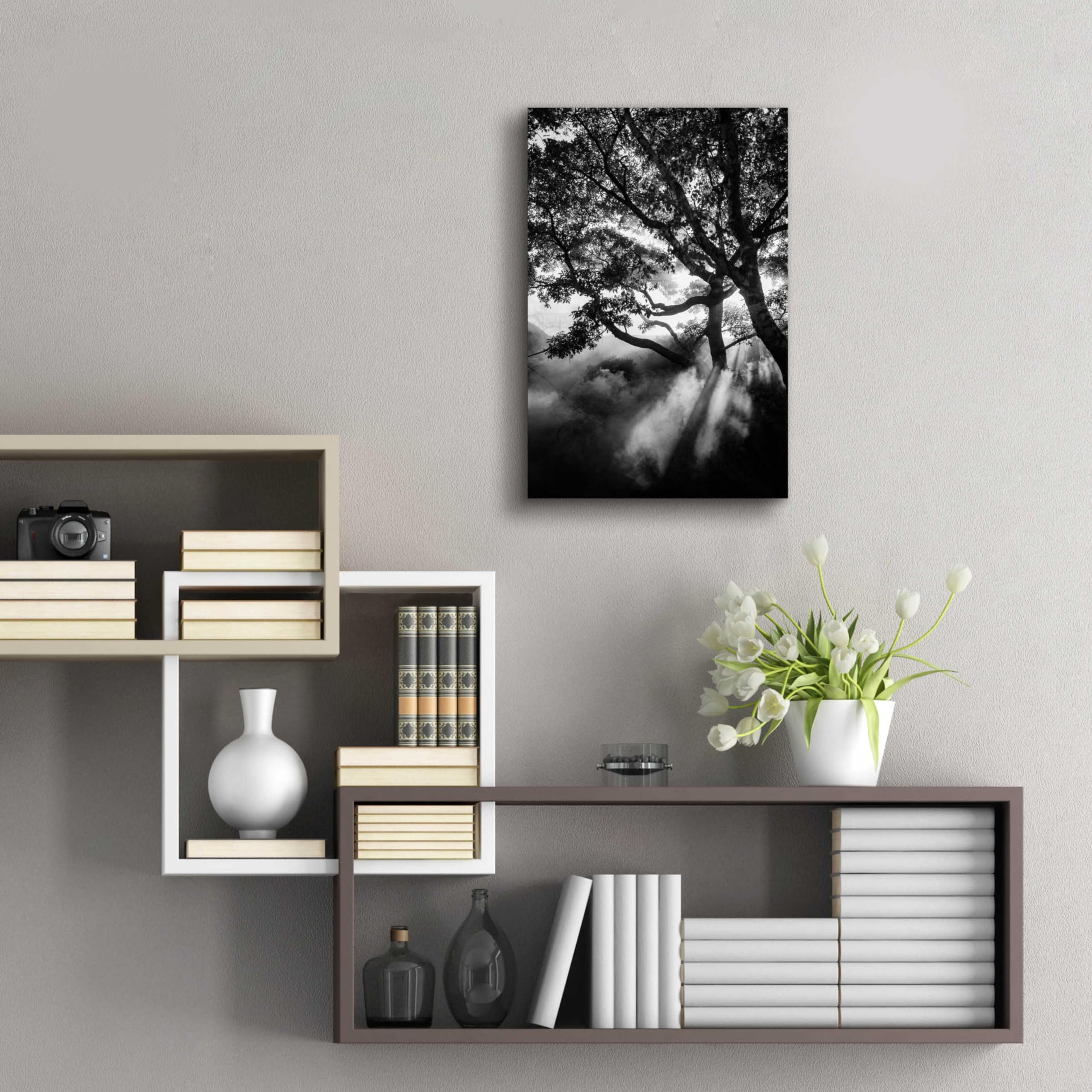 Epic 'Misty Black' Acrylic Glass Wall Art by Design Fabrikken - 16x24 Inches Modern Abstract Painting for Living Room, Bedroom & Office Decor