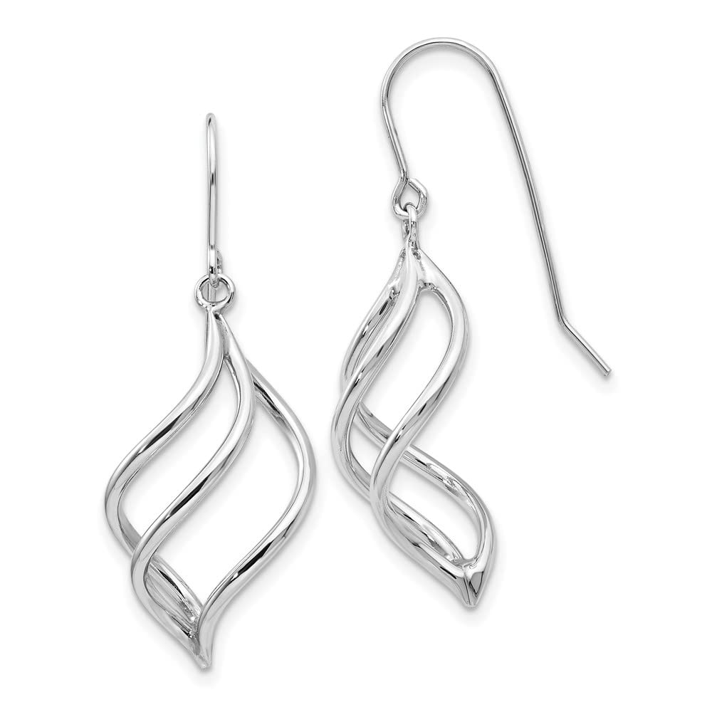14K White Gold Swirl Dangle Earrings for Women - Elegant Handmade Jewelry Gift for Birthday, Anniversary & Special Occasions