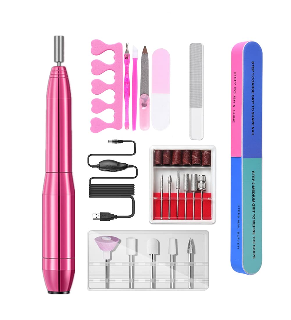 Professional Nail Drill Set with 6 Interchangeable Drill Bits - Perfect for At-Home Manicures, Nail Art & Salon Quality Results