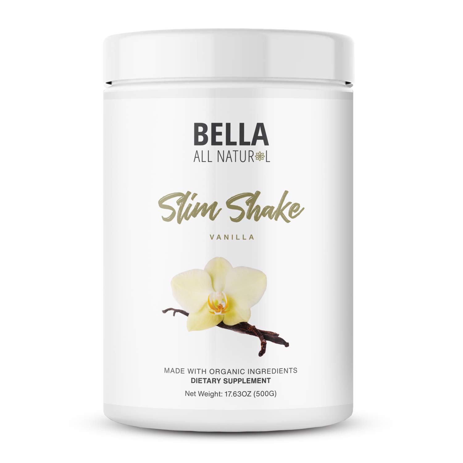 Bella All Natural Slim Shake Whey Protein Powder - 500g Vanilla Flavor for Weight Loss & Muscle Recovery - Perfect for Post-Workout Shakes & Healthy Breakfast Smoothies