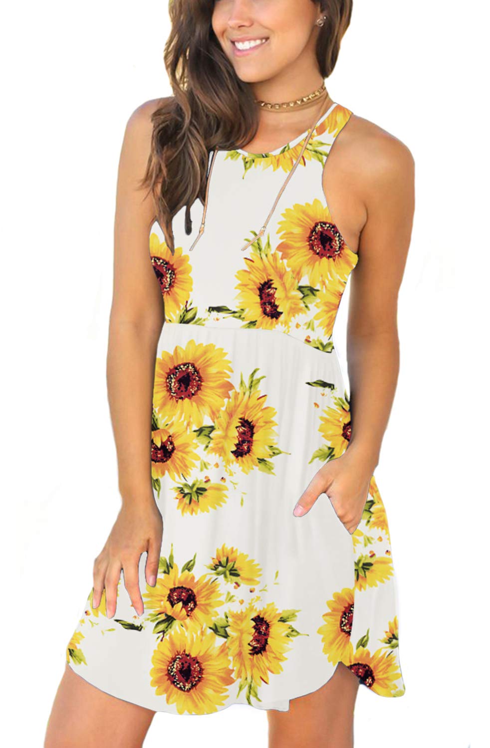 Women's Sleeveless Loose Casual Short Dress with Pockets - Plain Summer Sundress for Beach, Vacation & Everyday Wear