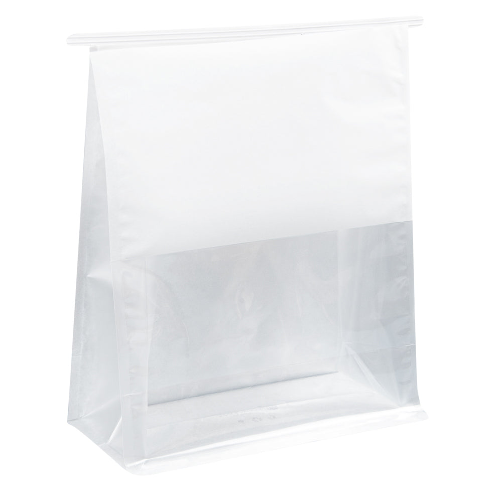 Premium White Cotton Paper Tin Tie Bags with Clear Window - 8.75
