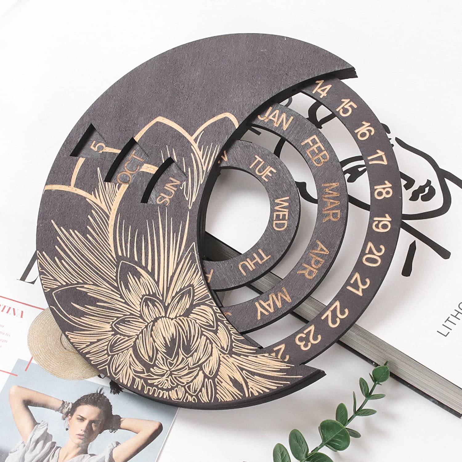 Moon Phase Wall Art - Perpetual Calendar Wall Hanging Decor for Bedroom, Living Room, and Office - Stylish Moon Wall Decor for Home and Workspace