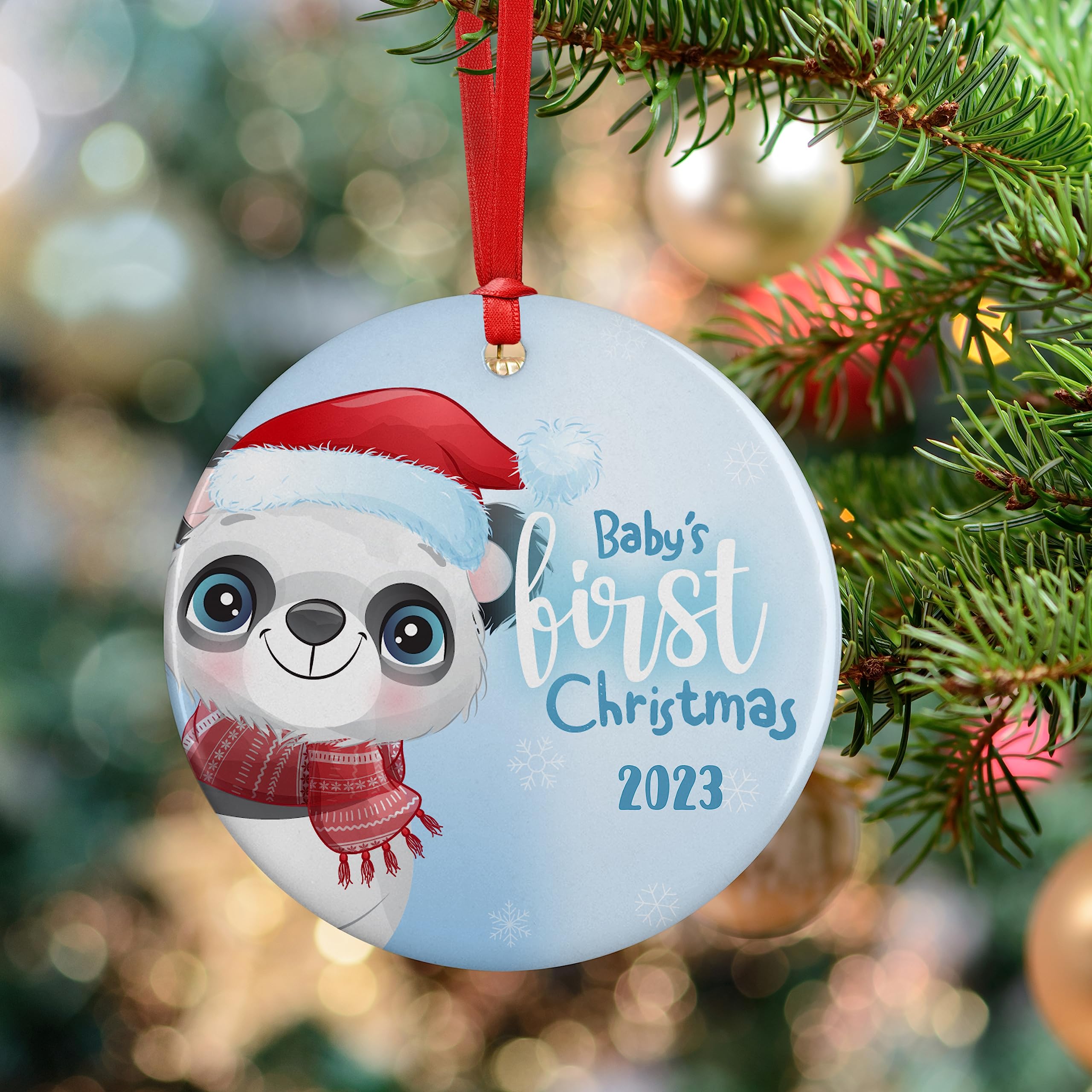 Baby's First Christmas Ornament 2023 - Personalized Keepsake for Newborn Boys & Girls - 3 Inch Holiday Decoration with Gift Box - Perfect New Baby Gift for 1st Christmas Celebrations - Nursery Decor & Family Memory Keepsake