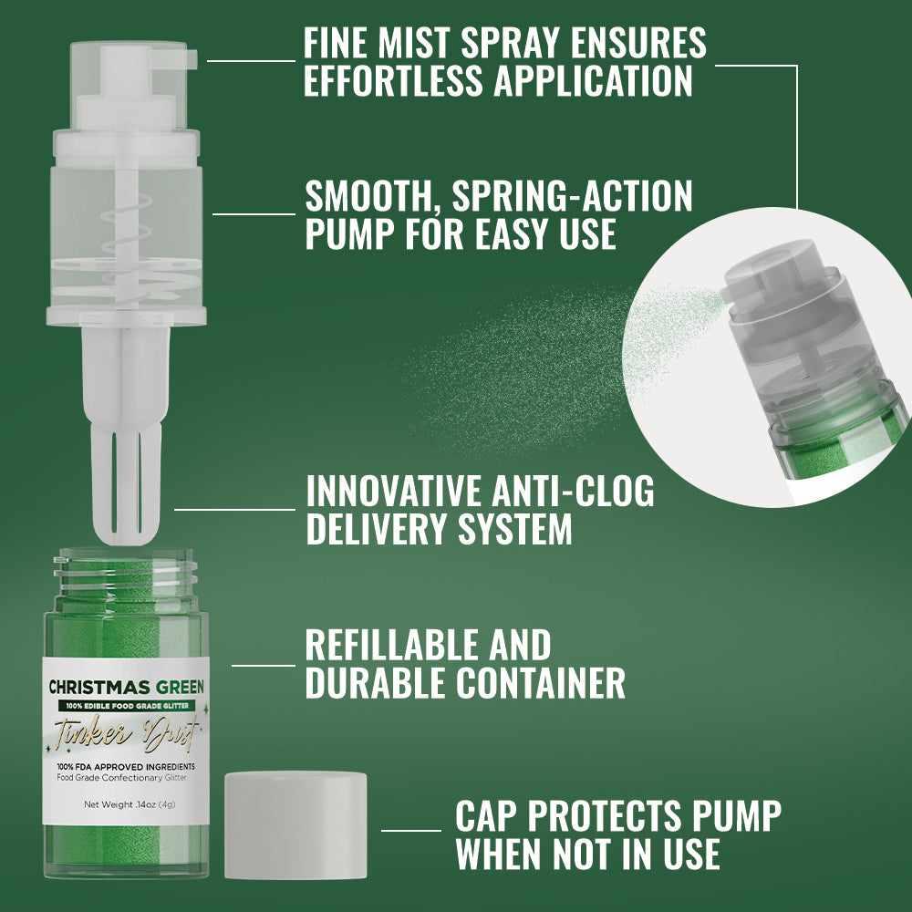 Christmas Green Tinker Dust® Glitter - 4g Spray Pump for DIY Crafts, Holiday Decorations & Party Supplies | Bulk Wholesale for Festive Projects