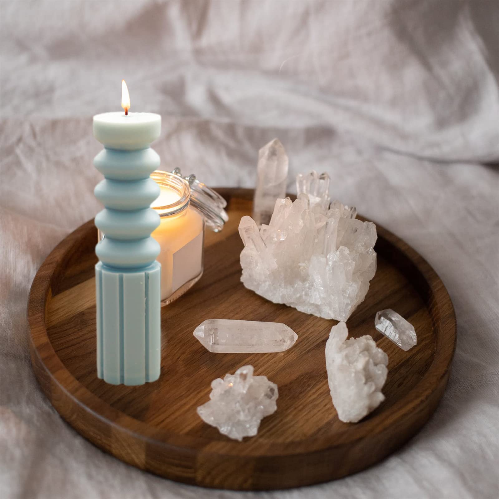Abstract Geometric Striped Silicone Pillar Candle Mold - 6.1