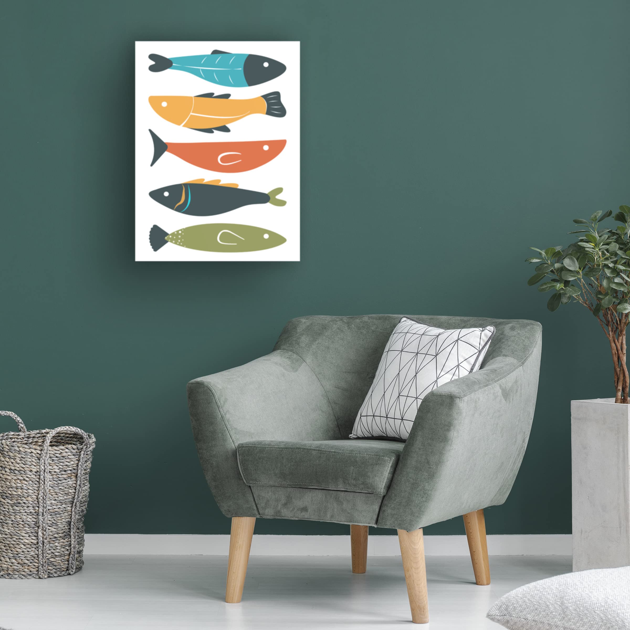 Trademark Fine Art 'Playful Fish' Canvas Wall Art by Ayse - Vibrant Hand-Painted Ocean Themed Decor for Living Room, Bedroom & Office