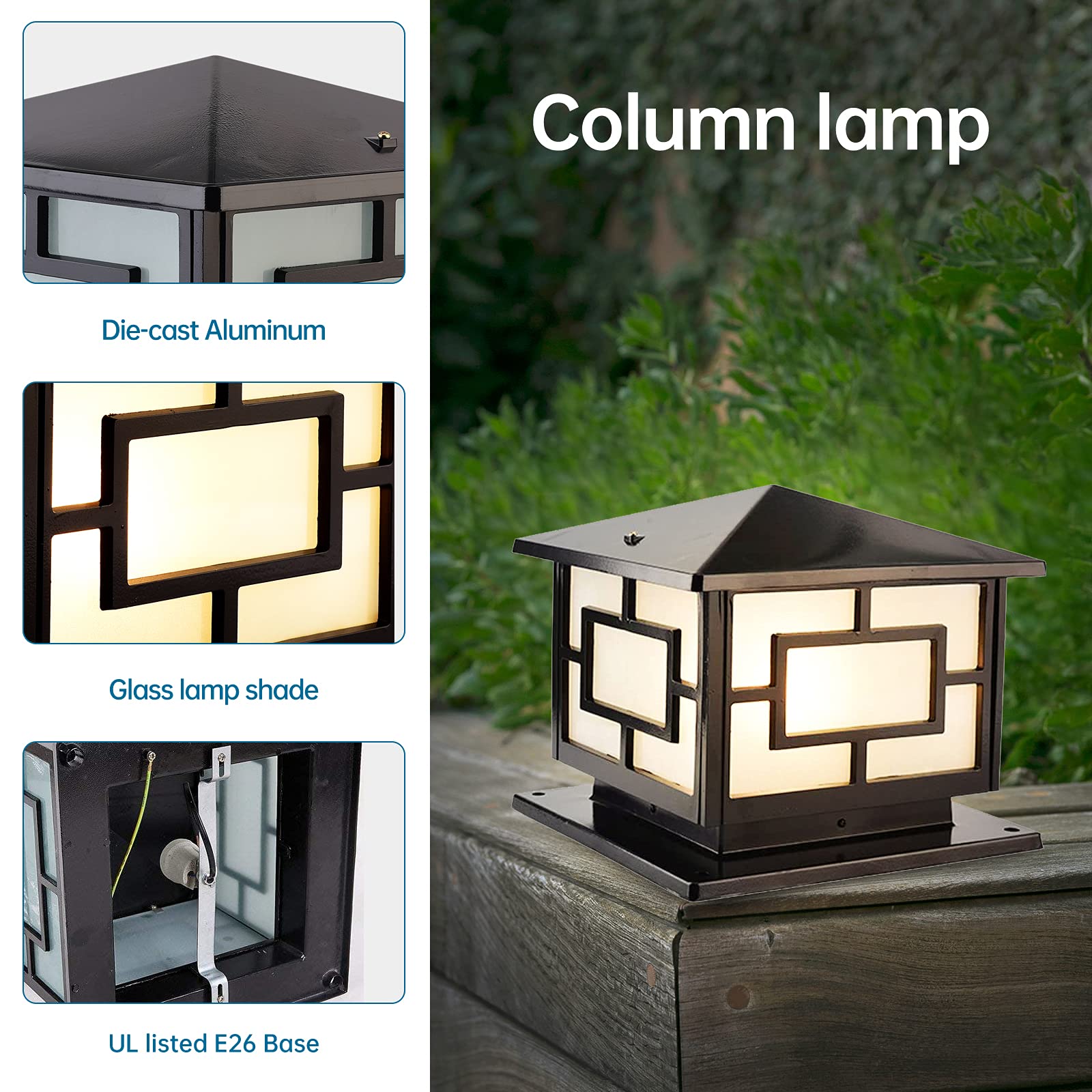 Waterproof Aluminum Pillar Lights Outdoor - IP65 Rustproof for Fence & Landscape