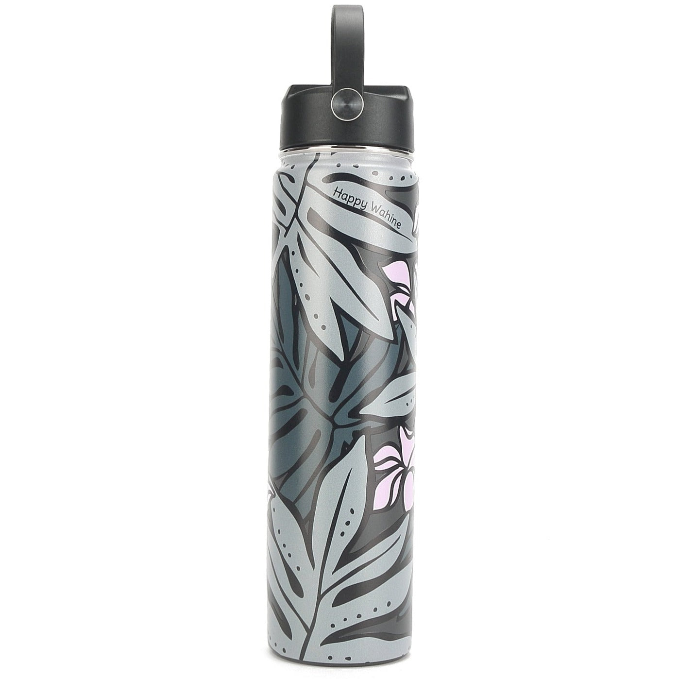 24oz Insulated Stainless Steel Water Bottle - Leak Proof, Keeps Drinks Cold 24Hrs/Hot 12Hrs, BPA Free, Perfect for Hiking, Gym & Outdoor Activities (Lauaʻe Grey)