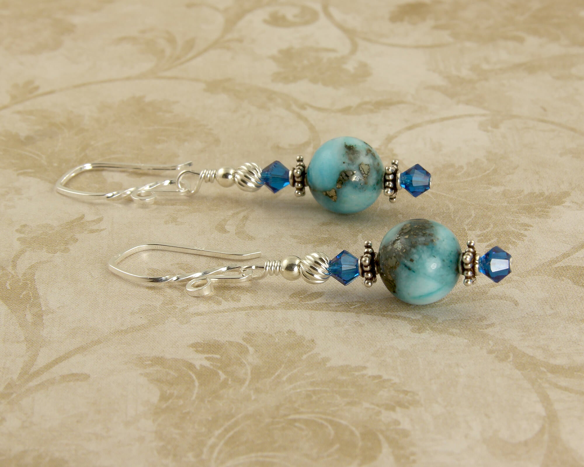 Aqua Blue Gemstone Beaded Earrings - Sterling Silver Dangle Earrings for Women | Elegant Handmade Jewelry for Parties, Weddings & Everyday Wear