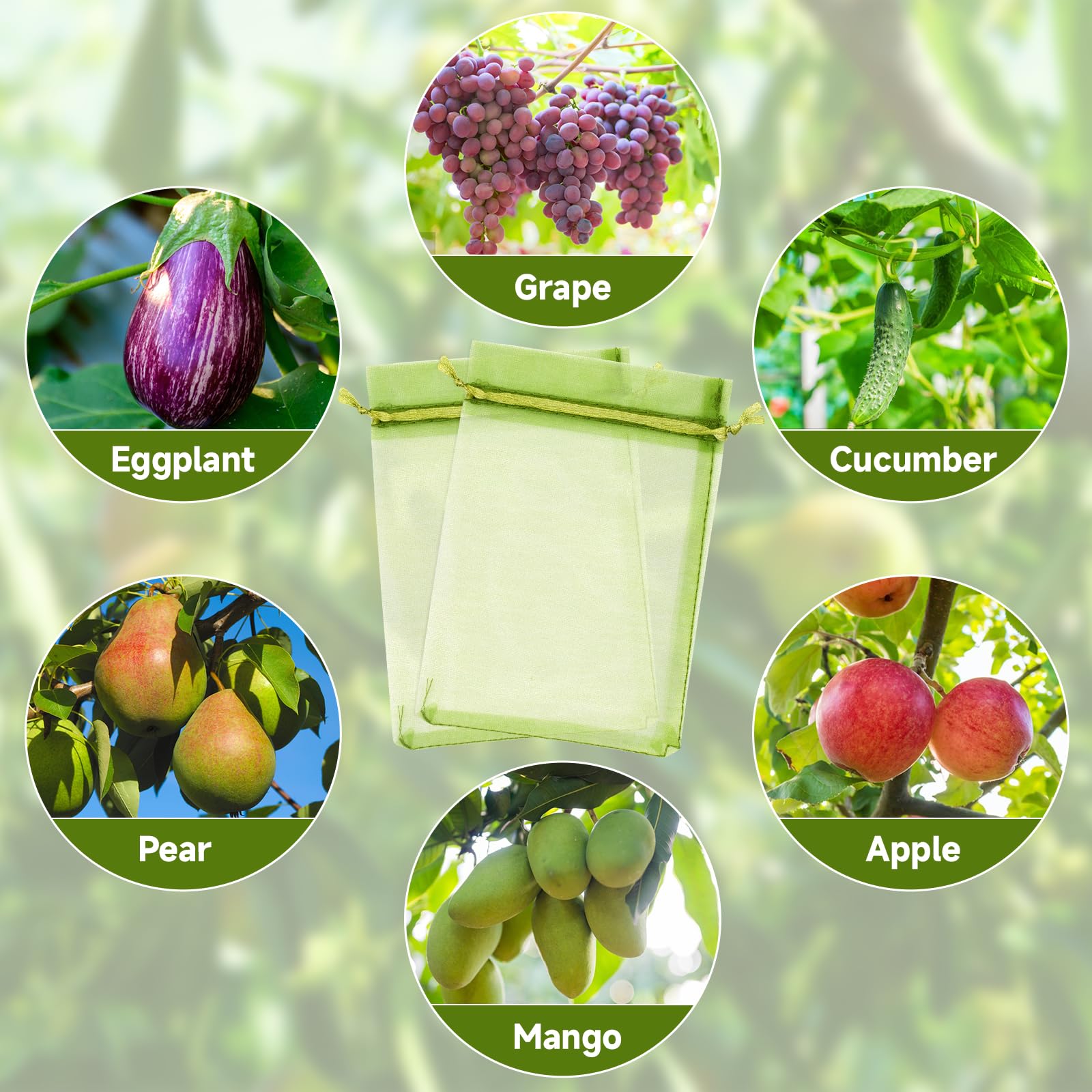 KINGLAKE 100PCS 6x9 Inches Fruit Protection Bags - Breathable Mesh Bags for Fruit Trees, Vegetables & Plants - Prevent Pests & Birds - Ideal for Apples, Peaches, Pears & Garden Produce - Perfect for Home Gardening & Orchard Use