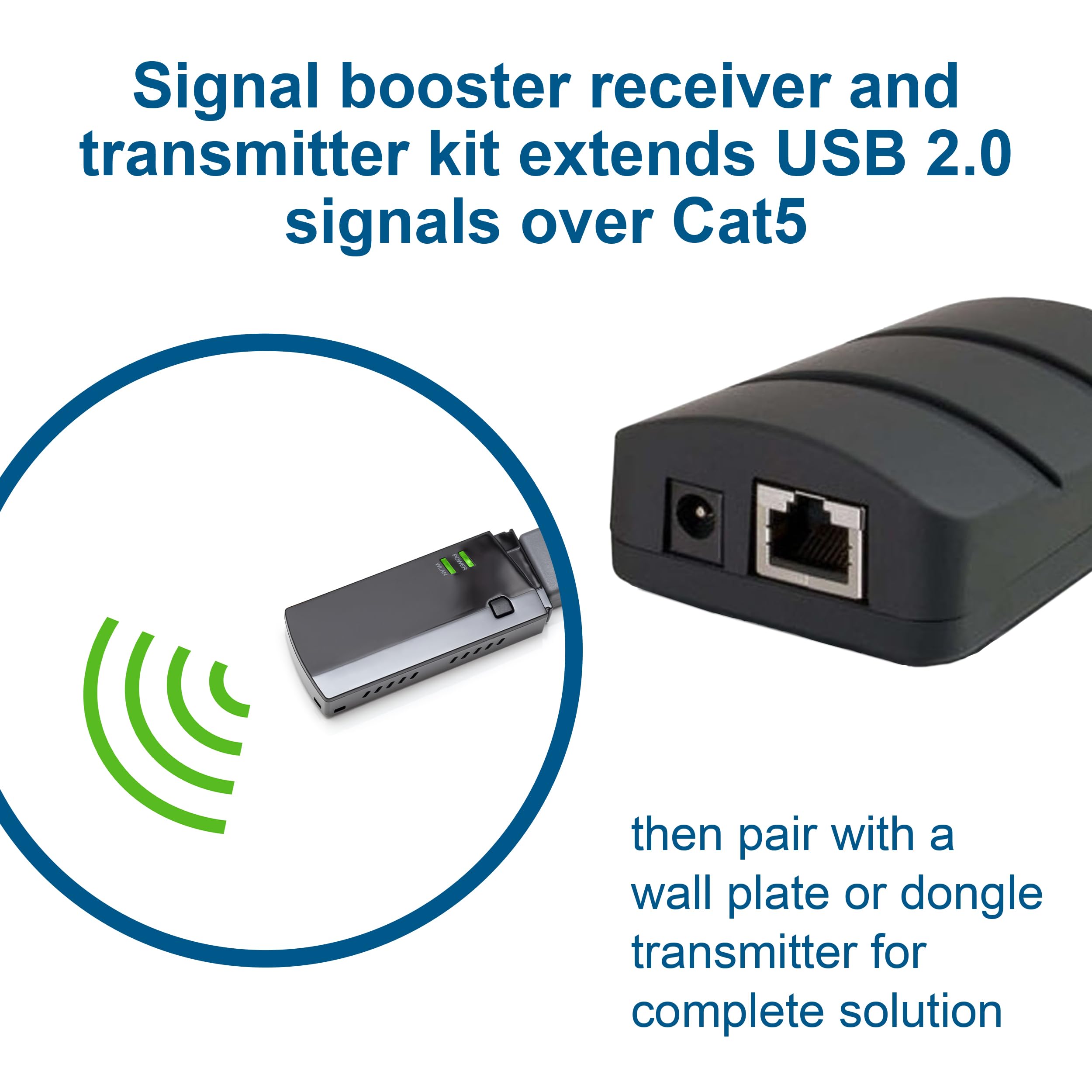 C2G Legrand USB Extender Dongle Kit - RJ45 to USB Receiver Signal Booster (Black, 1 Count) - Extend USB Devices Up to 150ft Over Ethernet - Perfect for Home Office, Gaming & Remote Work Setups