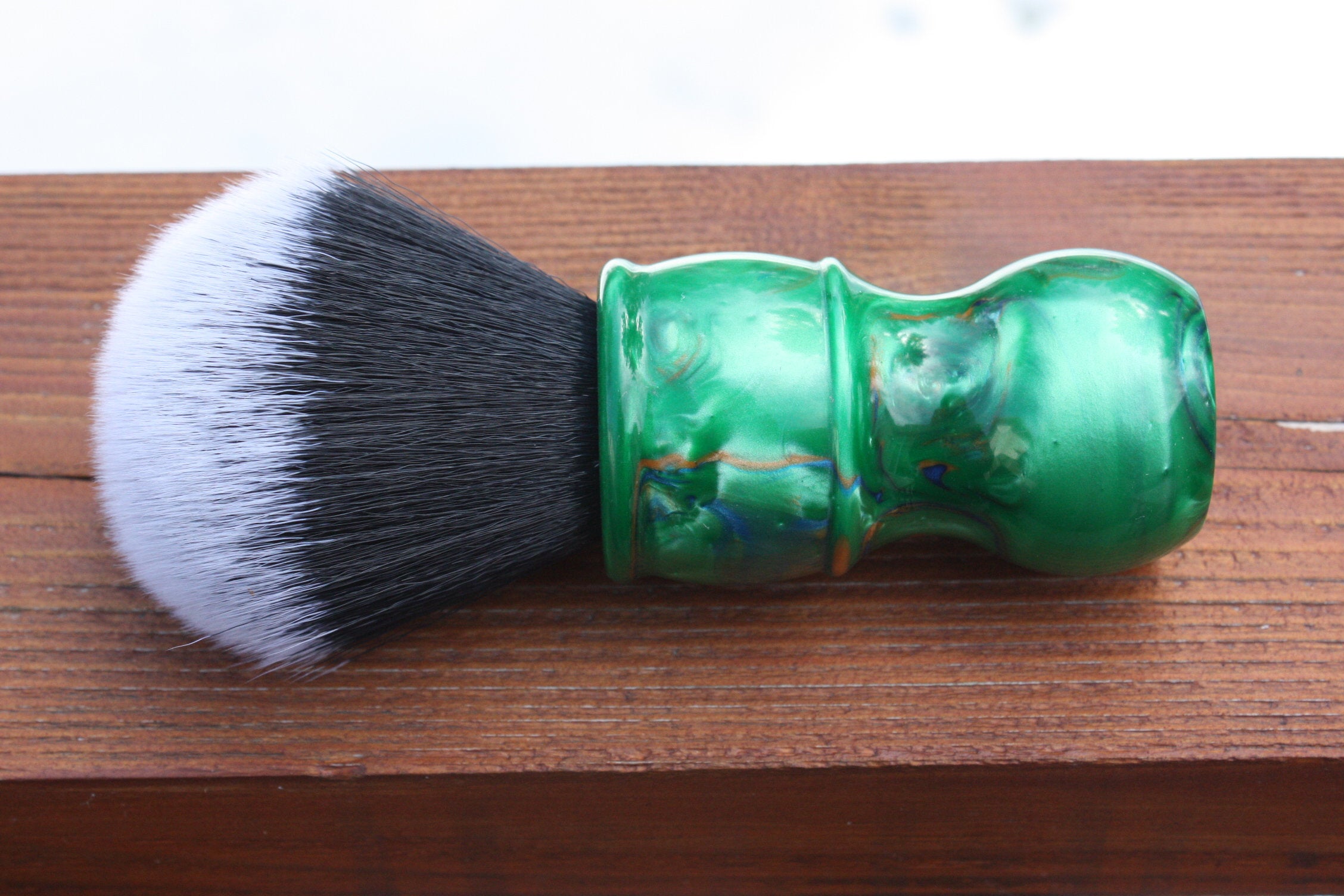 24mm Black Tuxedo Shaving Brush with Elegant Emerald Handle - Premium Badger Hair for Men's Wet Shaving & Grooming Kit - Perfect for Luxury Shaving, Gifts & Barber Shop Use