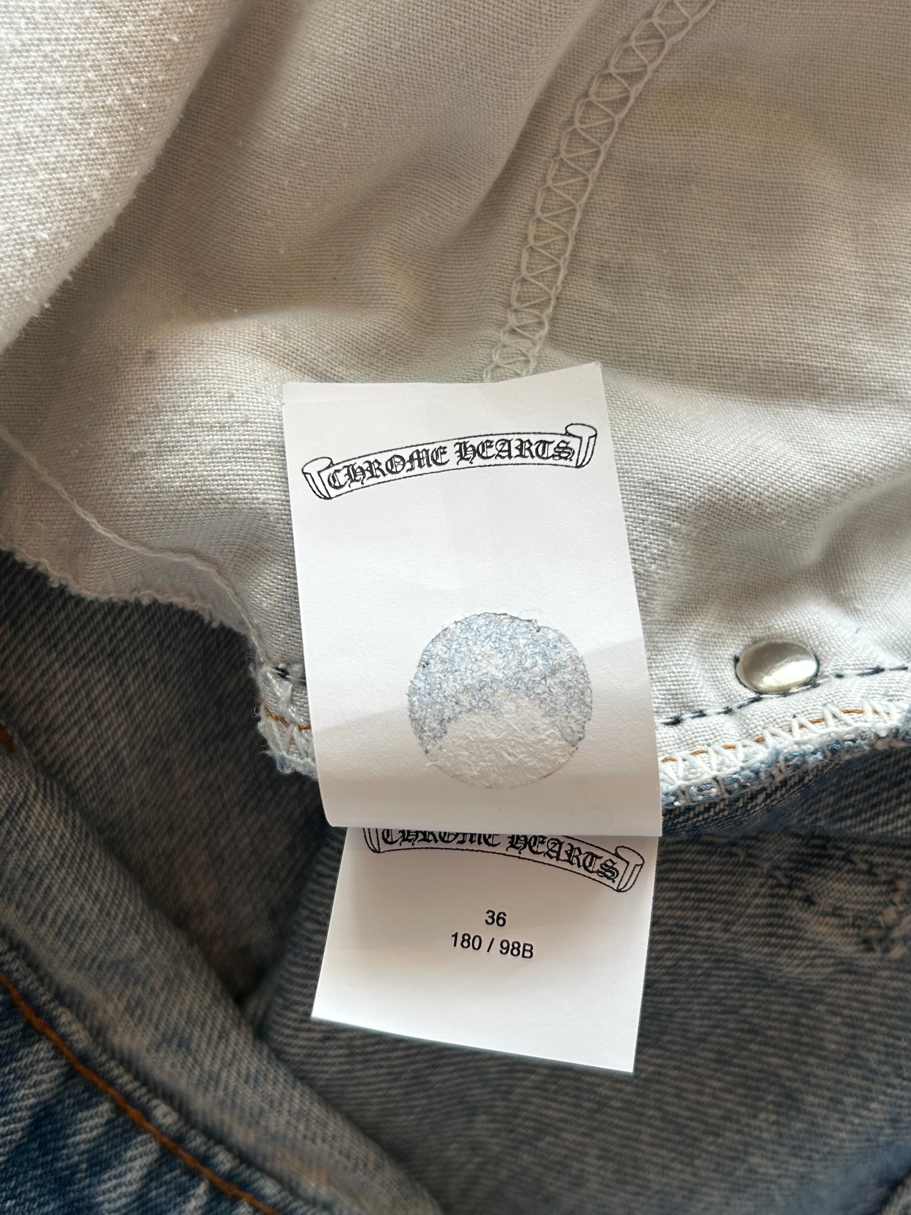 Chrome Hearts x Levi's Blue & Black Cross Patch Denim Jeans for Men - Stylish Vintage Streetwear for Casual Outfits & Night Out Looks