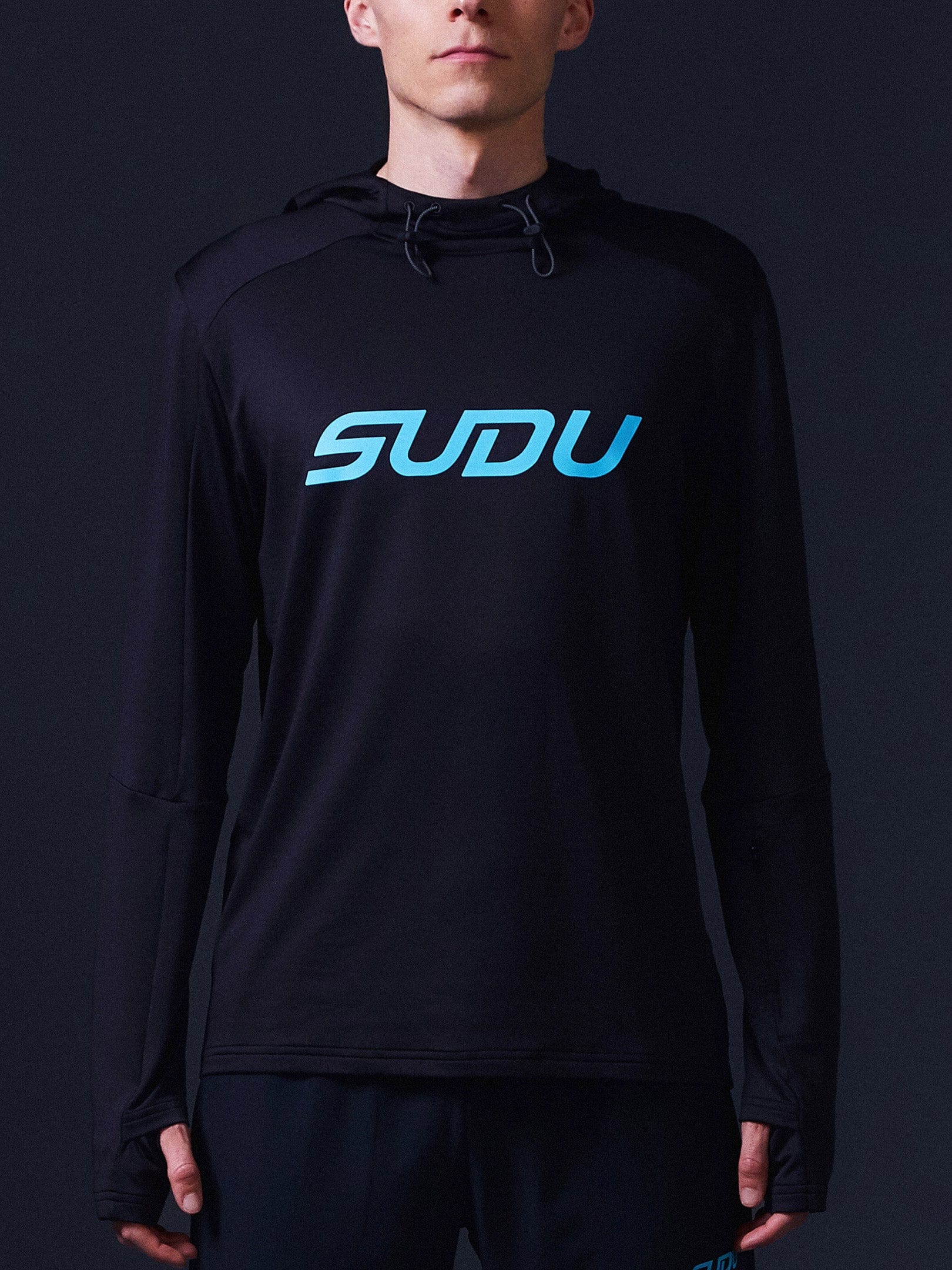 SRH 01 Hoodie for Men & Women - Black & Light Blue Pullover Sweatshirt | Casual Streetwear, Gym, Outdoor Activities