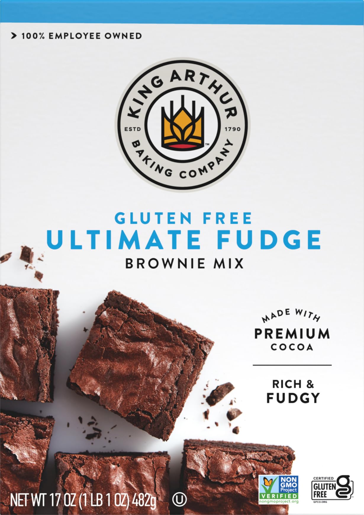 King Arthur Gluten Free Brownie Mix, 17 oz - Delicious Fudgy Homemade Brownies for Allergies & Celiac Diet - Perfect for Baking, Parties & Family Desserts