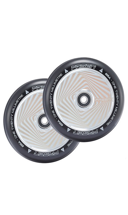 Fasen 120mm Hollow Core Scooter Wheels - Square Chrome Design for Pro Scooter Tricks & Street Riding | Durable & Lightweight for Smooth Performance