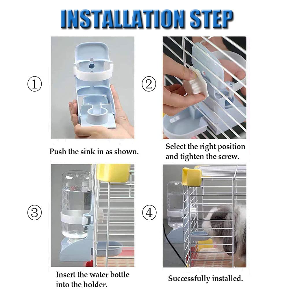 2PCS 17oz Small Animal Water Bottle - Automatic Hanging Water Dispenser for Rabbits, Guinea Pigs, Hamsters & Cages | Durable Rabbit Feeder Bowl for Indoor/Outdoor Pet Use