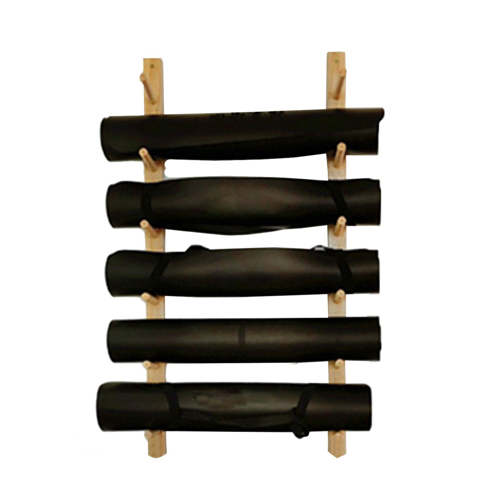 Premium 6-Tier Wooden Wall Mount Yoga Mat Rack - Organizer for Foam Rollers, Exercise Mats & Gym Equipment - Perfect for Home Gym, Fitness Studio & Retail Stores - Space-Saving Storage Solution