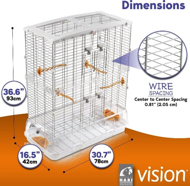 Hari Vision L12 Large Bird Cage for Parrots & Cockatiels - Spacious Aviary with Stand, Removable Tray & Perches - Perfect for Indoor & Outdoor Bird Keeping