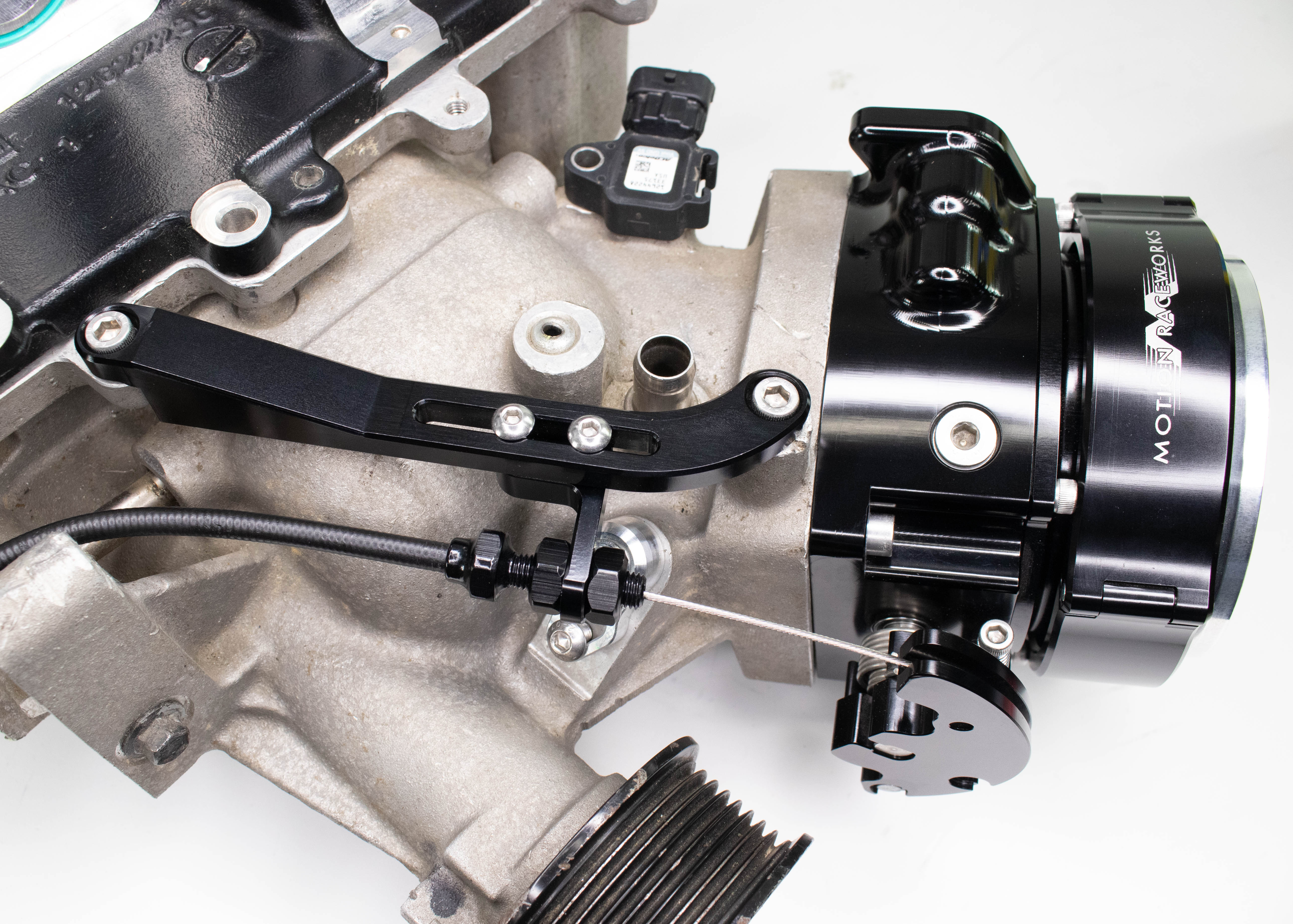 Motion Raceworks / Lokar Compatible LSA Billet Aluminum Throttle Cable Bracket - High Performance Upgrade for LS Engine Swaps - Perfect for Hot Rods, Muscle Cars & Racing Applications