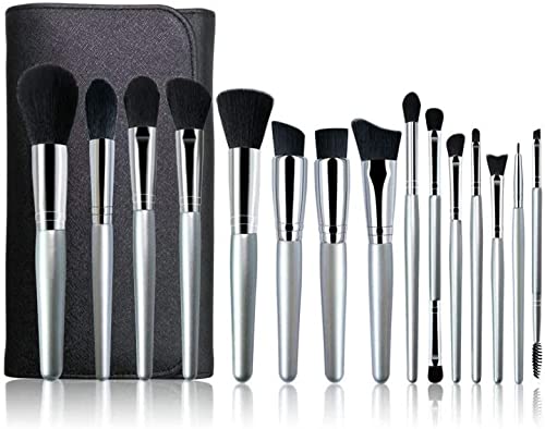 15-Piece Professional Makeup Brush Set - Pearlescent Handle Makeup Brushes for Foundation, Eyeshadow, Blush & Eyeliner | Portable Cosmetic Brush Kit for Travel & Everyday Makeup Application