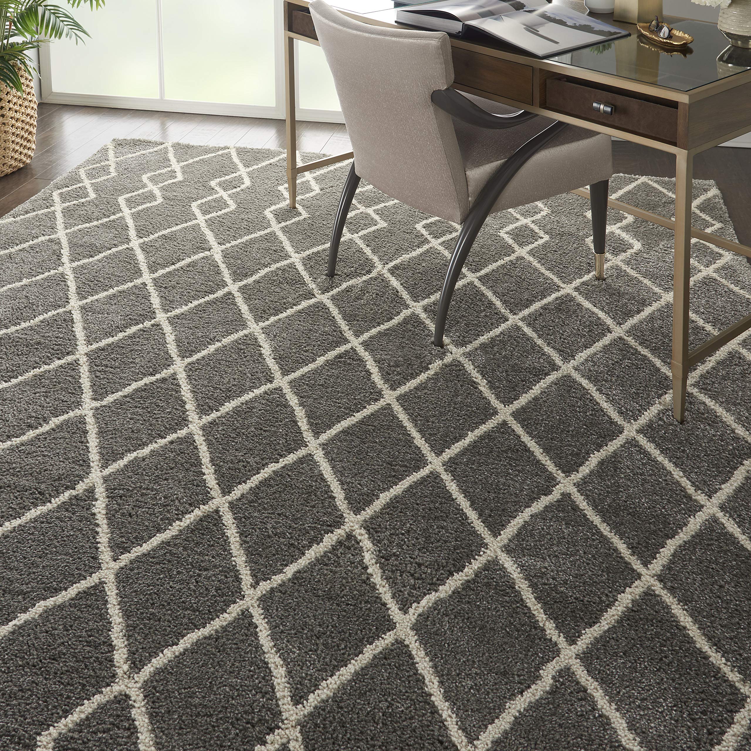 Nourison Geometric Shag Moroccan Silver 7'10