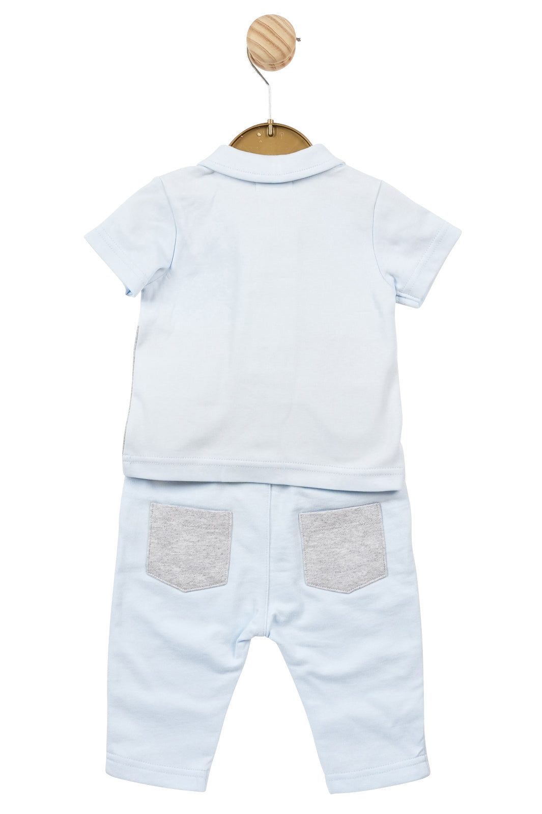 Zachariah Baby Blue & Grey Polo Shirt & Trousers Set for Boys - Comfortable Cotton Outfit for Casual Wear, School, and Special Occasions