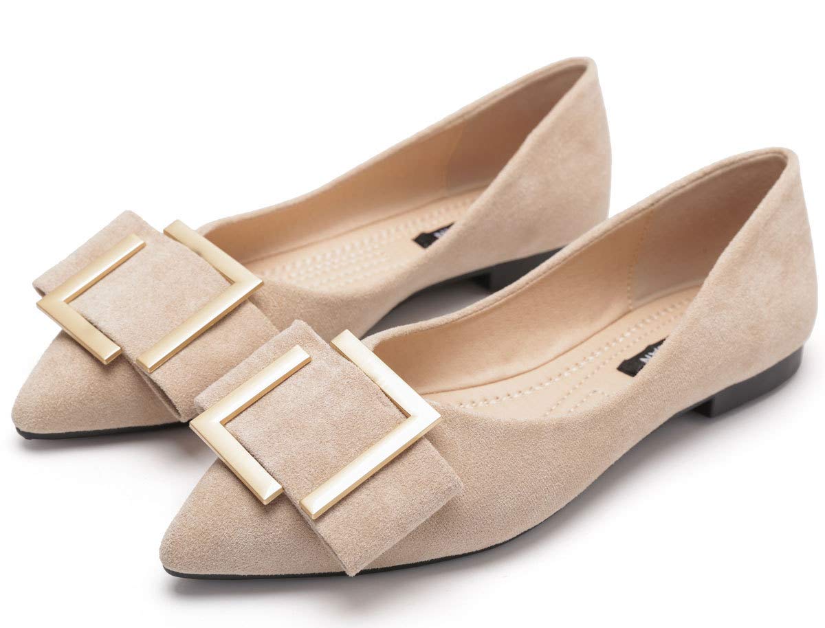 SAILING LU Women's Pointed Toe Suede Ballet Flats - Slip On Moccasin Dress Shoes for Work & Office | Comfortable & Stylish Women's Work Shoes for Business, Commuting & Professional Occasions
