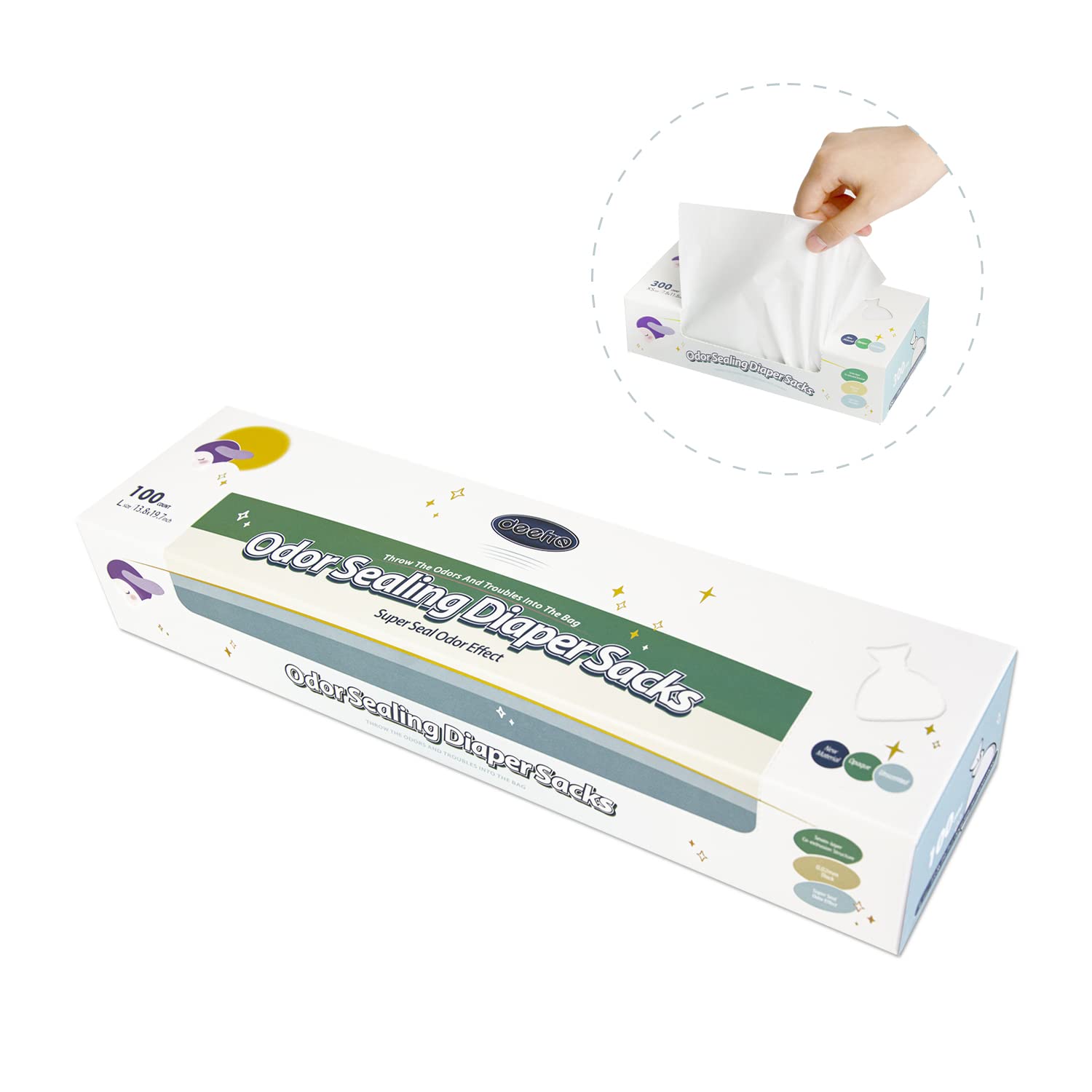 Odor Sealing Disposable Diaper Bags - 120 Count Large Capacity Unscented Trash Bags for Baby Diapers | Safe & Easy to Use | Perfect for Travel, Nursery, and On-the-Go Diaper Changes