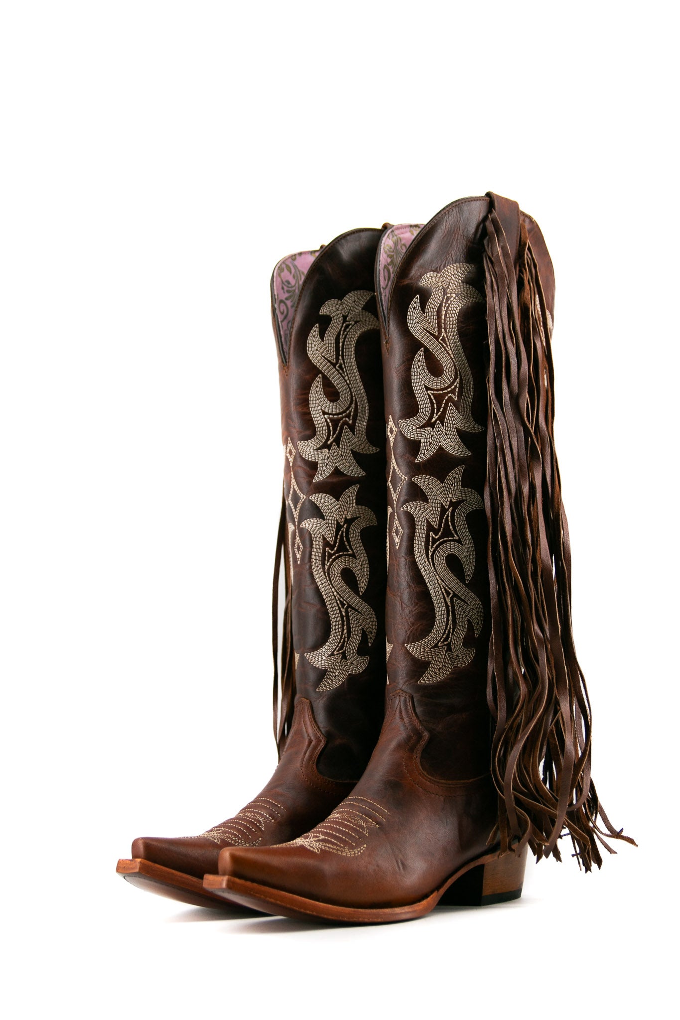 Maite Tall Fringe Snip Toe Cowgirl Boots for Women - Western Style Leather Riding Boots with Decorative Fringe | Perfect for Country Music Festivals, Rodeos & Western Fashion Outfits