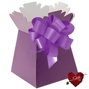 Shik Gifts Purple Living Vase Flower Box - Elegant Floral Bouquet Transporter with Sweet Tree Box & Purple Pull Bow - Perfect for Wedding Decor, Anniversary Gifts & Home Centerpieces