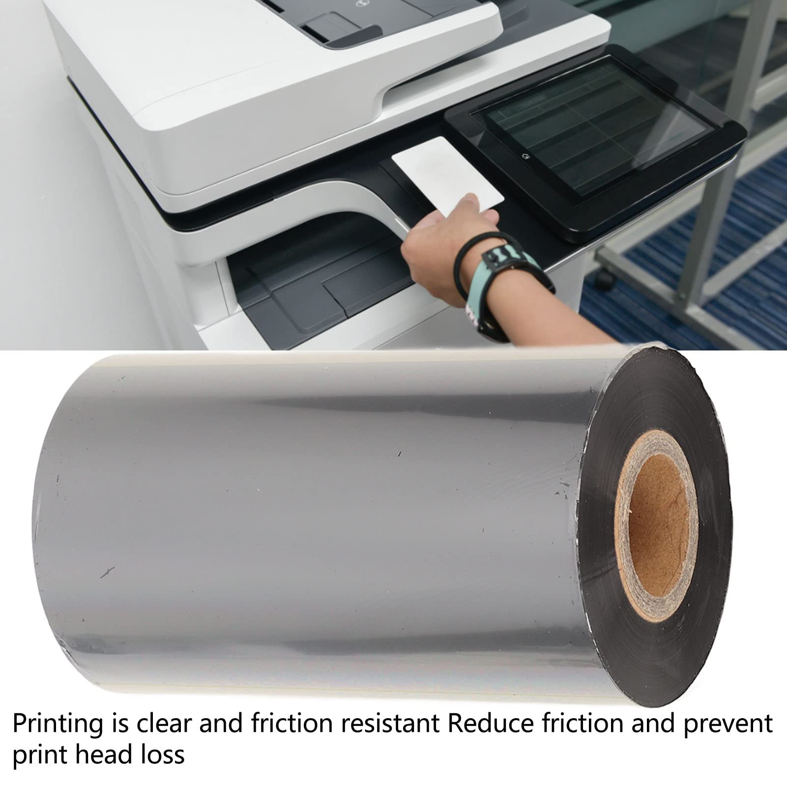 110mm x 300m Black Thermal Transfer Printer Ribbon - High-Quality Wear-Resistant Barcode Ribbon for Coder Printer Machines | Ideal for Industrial Labeling & Packaging Applications