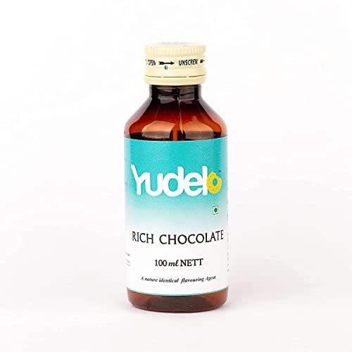 Yudelo Rich Chocolate Food Flavor (3.3 Oz) | 100% Vegetarian Natural Extract | Sugar-Free, Non-GMO, Gluten-Free | Perfect for Baking Cakes, Cookies, Ice Cream, Candies & Desserts | Vegan Chocolate Flavoring for Homemade Treats