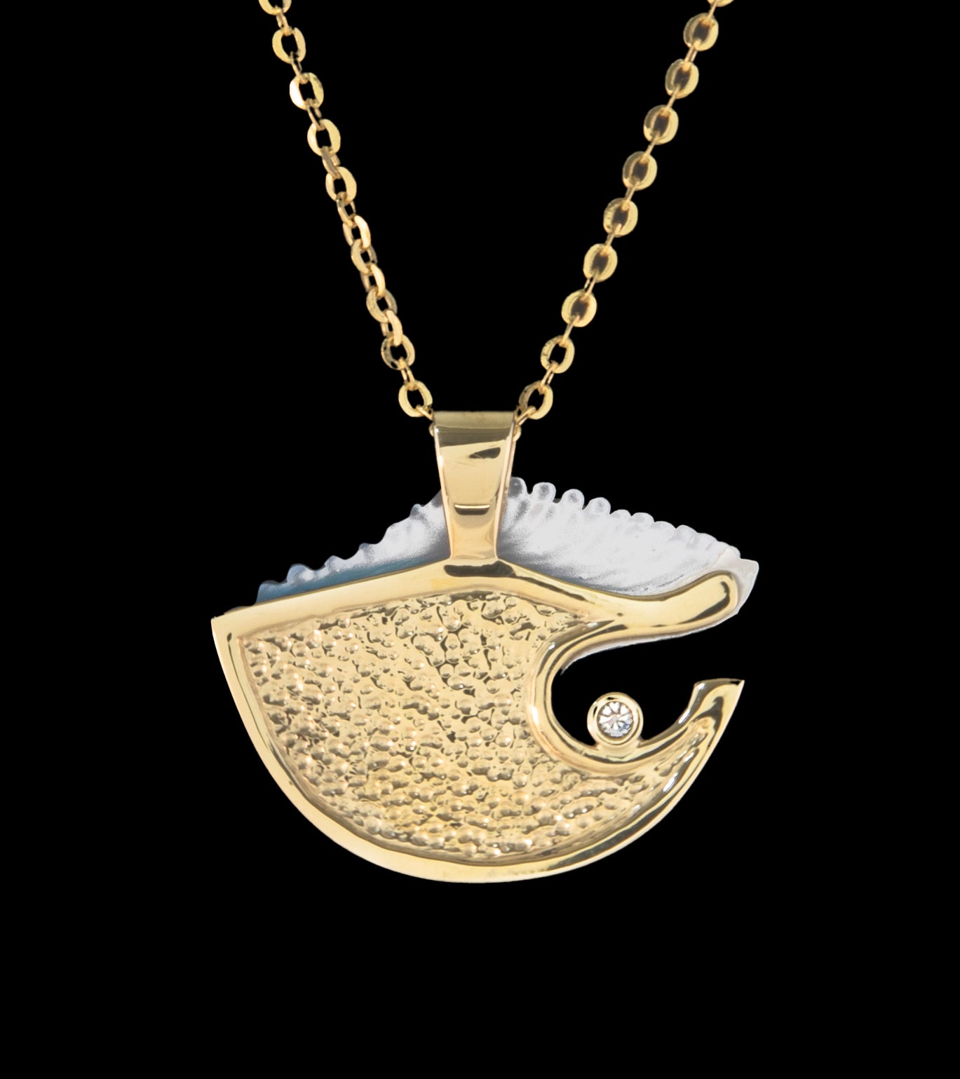 14K Yellow Gold Diamond Wave Pendant Necklace for Women - Elegant Jewelry Gift for Birthday, Anniversary & Special Occasions