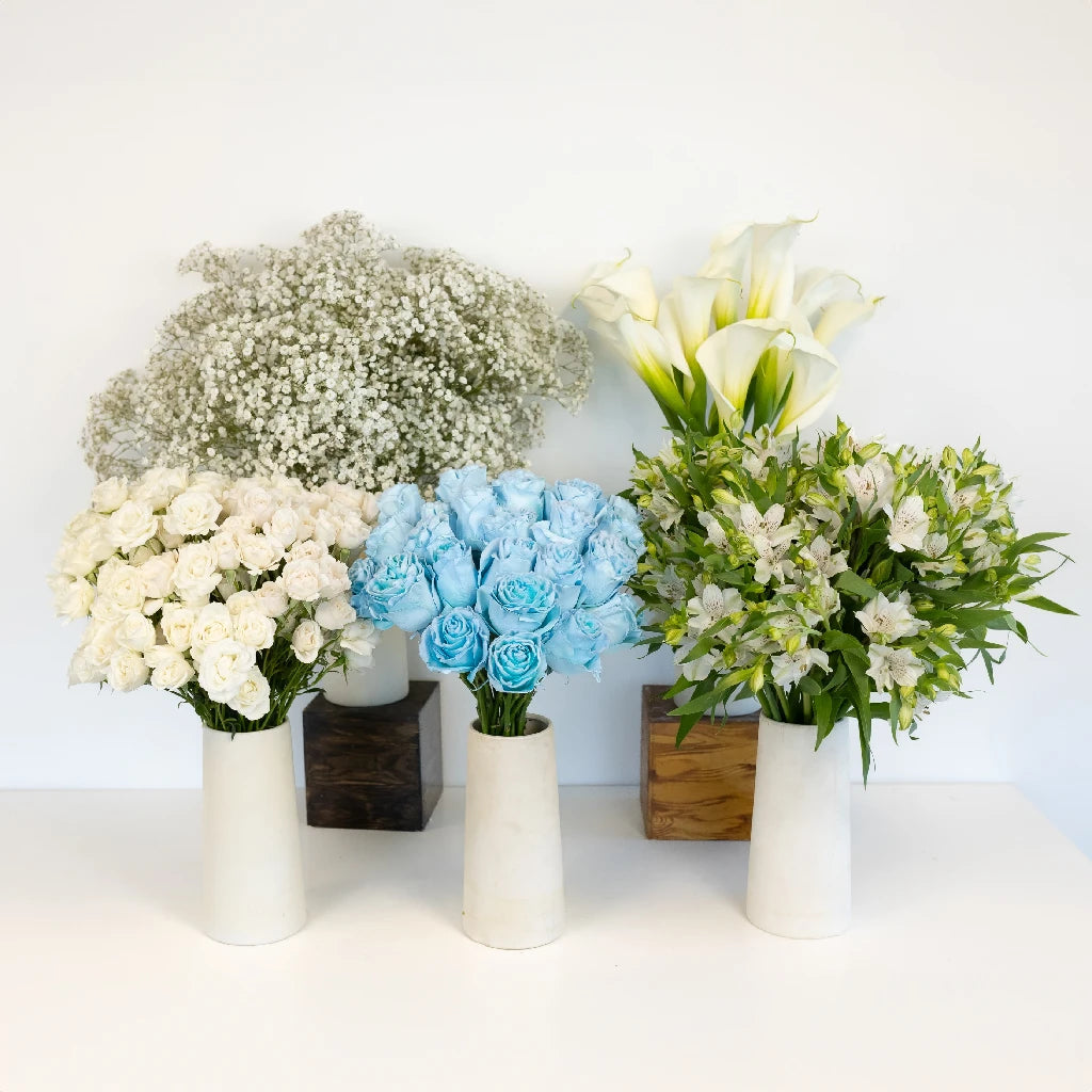 Blue Fuzzy Rose Bouquet Bar Kit - Artificial Floral Centerpiece for Weddings, Home Decor & Party Decorations - Perfect for Valentine's Day, Anniversary & Romantic Gifts