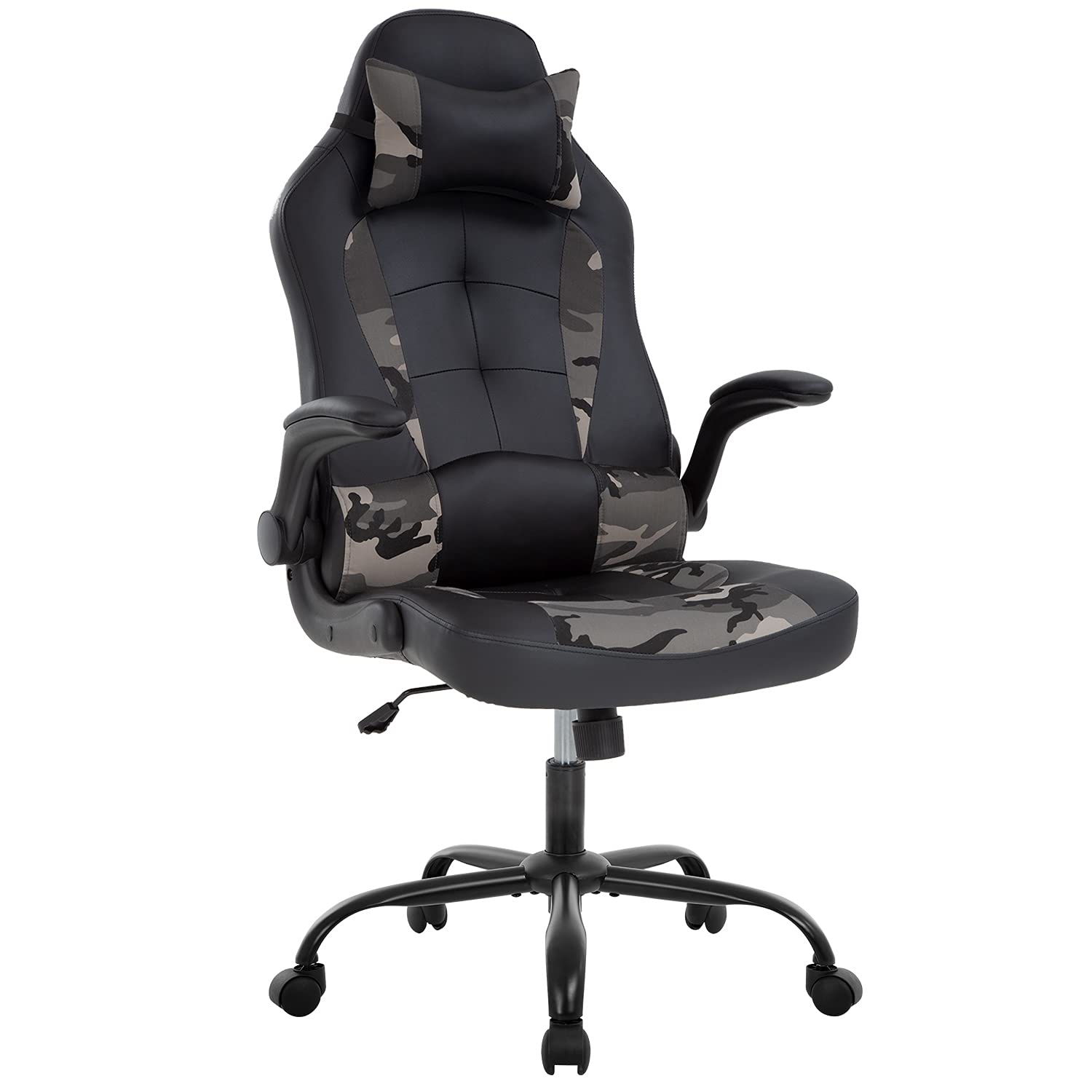 Ergonomic Gaming Chair with Headrest & Lumbar Support - High Back PU Leather PC Office Chair for Home & Work - Adjustable Armrests Racing Style Computer Desk Chair (Camo) - Perfect for Gamers, Remote Workers & Home Office Setup